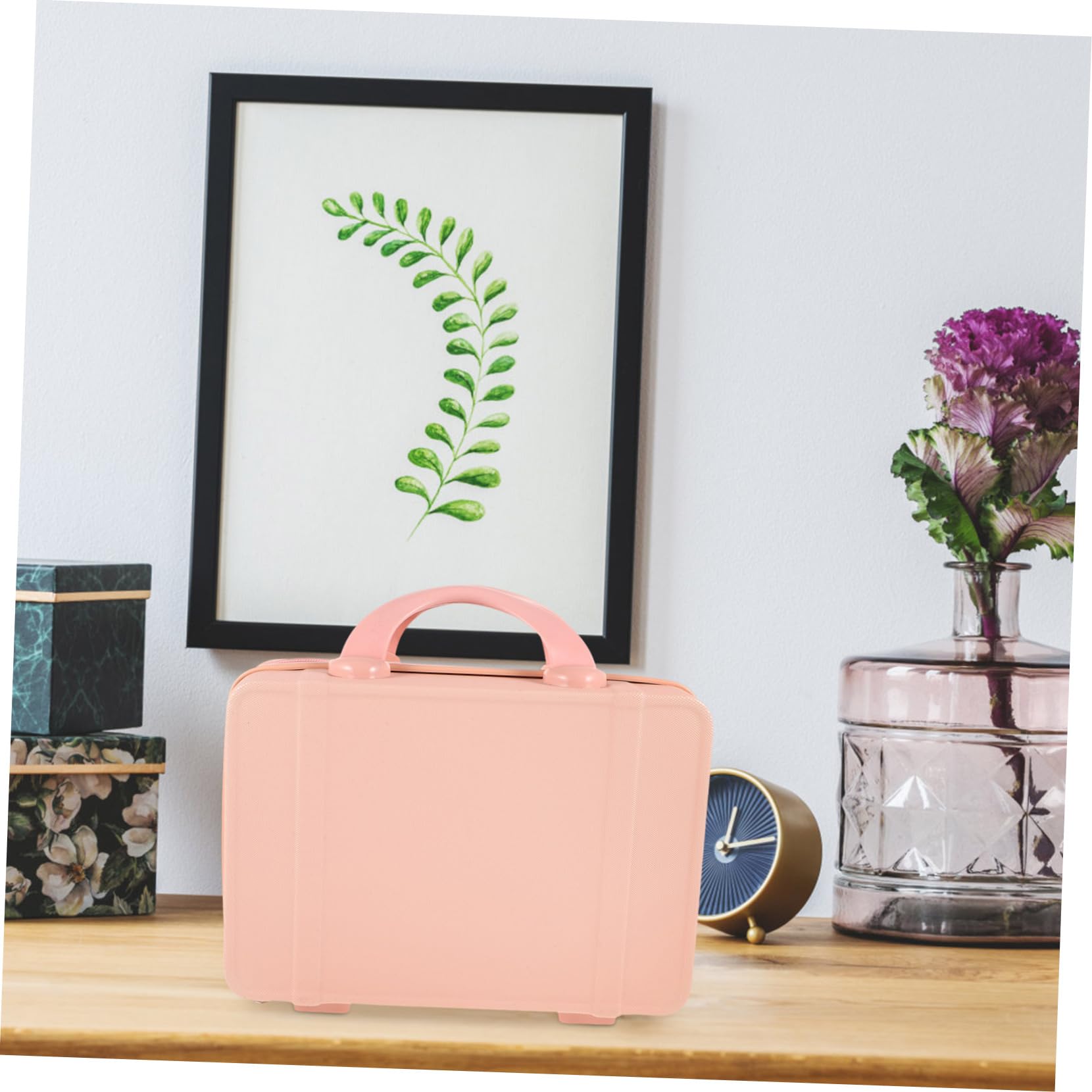 14-Zoll Handkoffer aus Abs, Rosa, Tragbarer Reisekosmetikkoffer