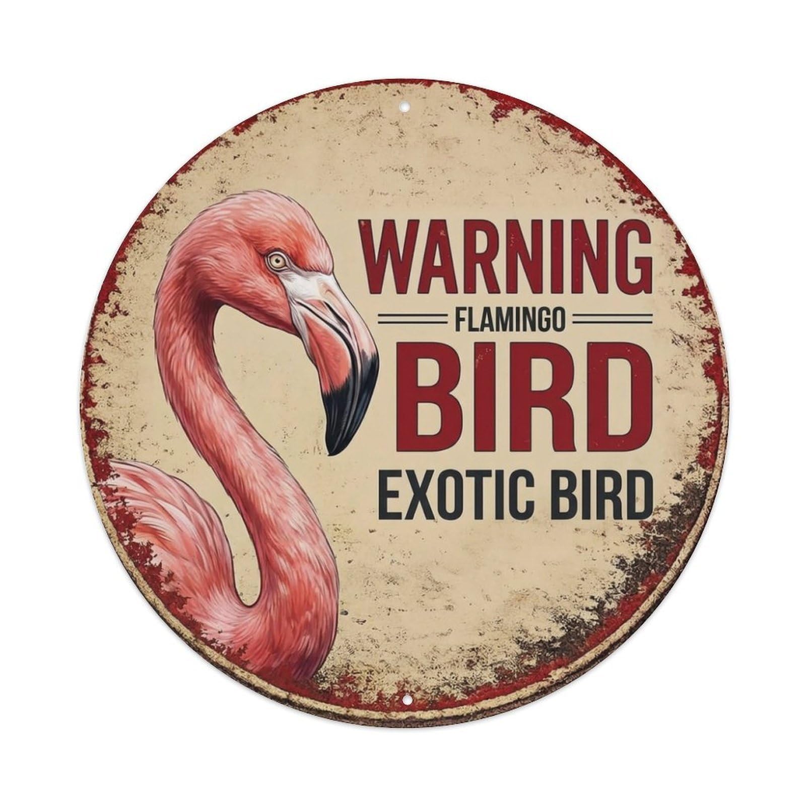 Tgrcjimh Style Metal Tin Sign Vintage Warning Flamingo