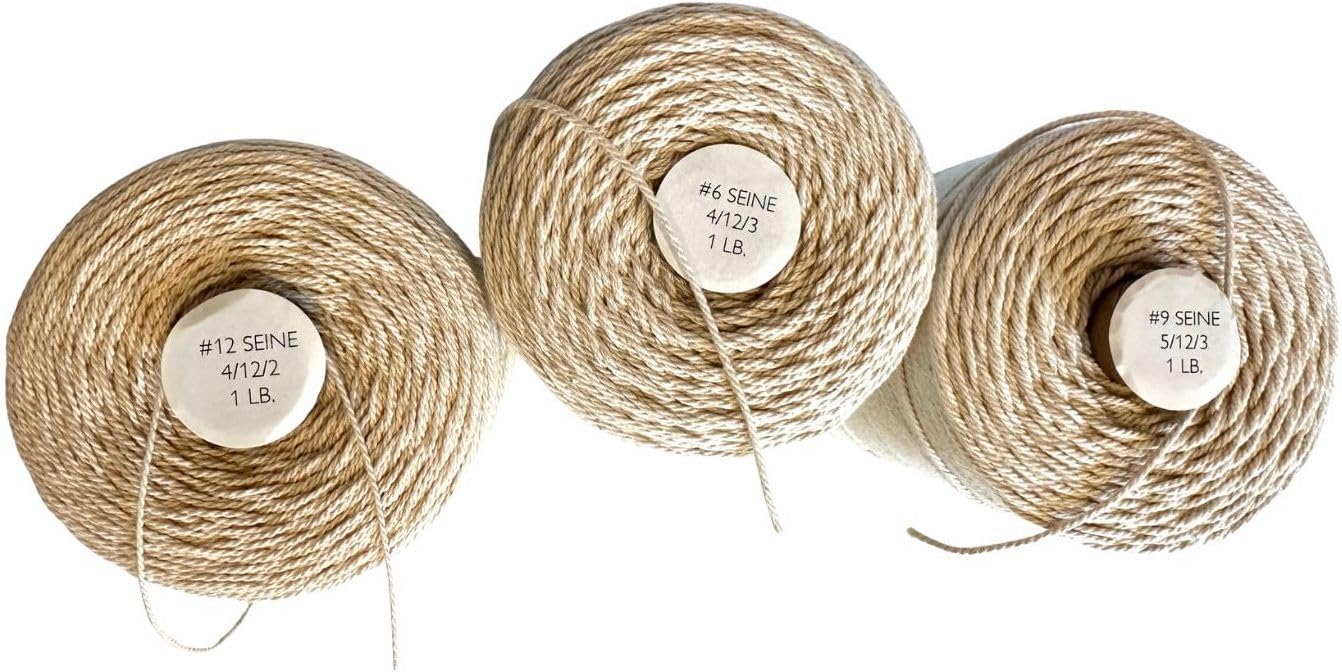 100% Cotton Seine Twine in Natural for Warp in Rug Weaving + Tapestry Weaving | Strong Cord in Multiple Sizes | Made in North America (#12 (4/12/2), 1260, Yards)
