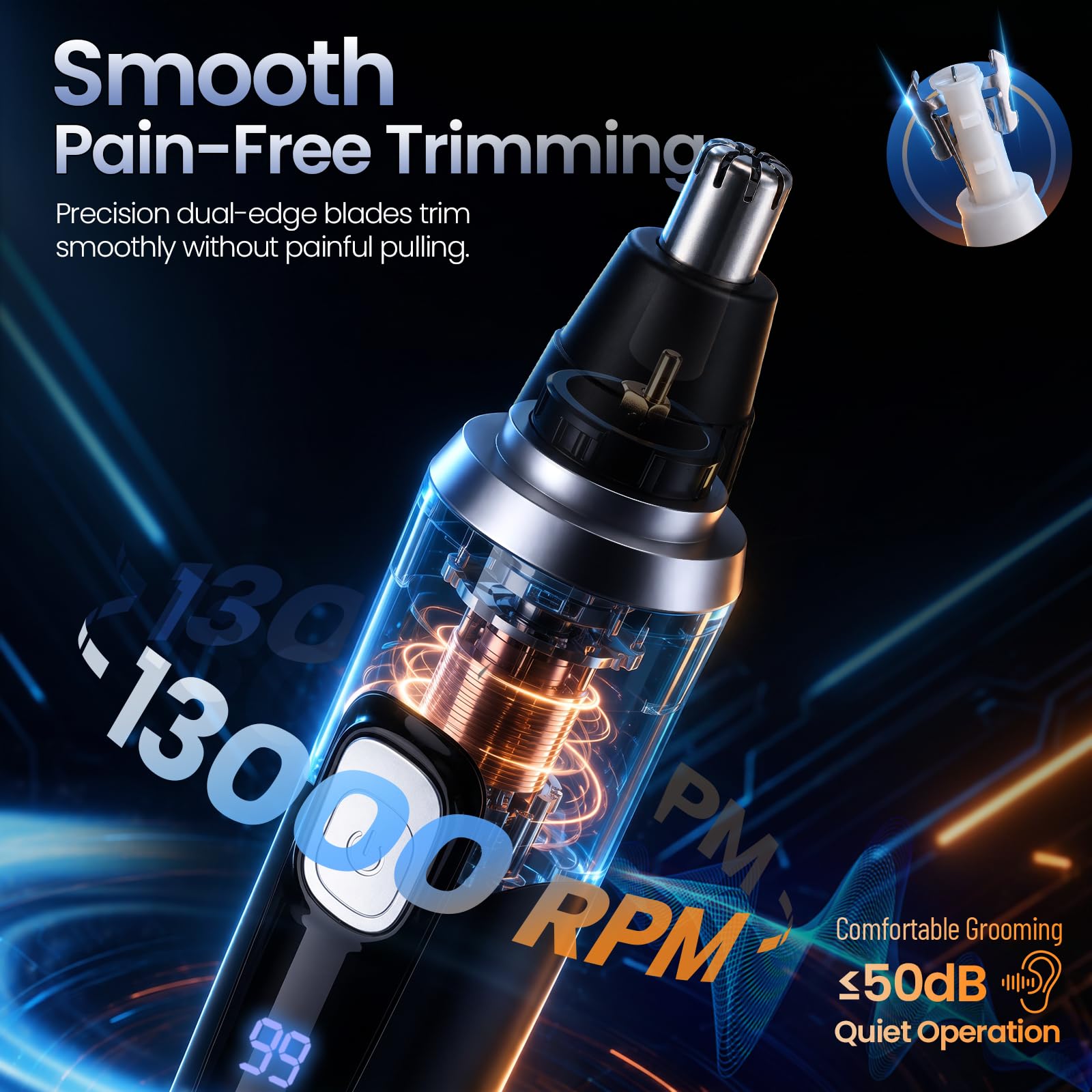 Nose & Ear Hair Trimmer - Painless & Rechargeable -5
