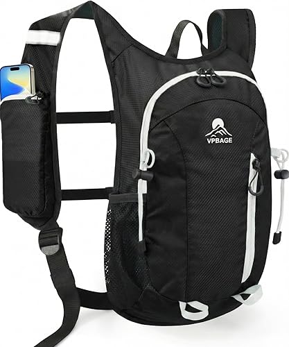 Miniatura 14 de Mochila de senderismo pequeña con soporte frontal para teléfono, mochila plegable con correa de pecho y cintura, Naranja-, Pequeño, Mochilas Daypack