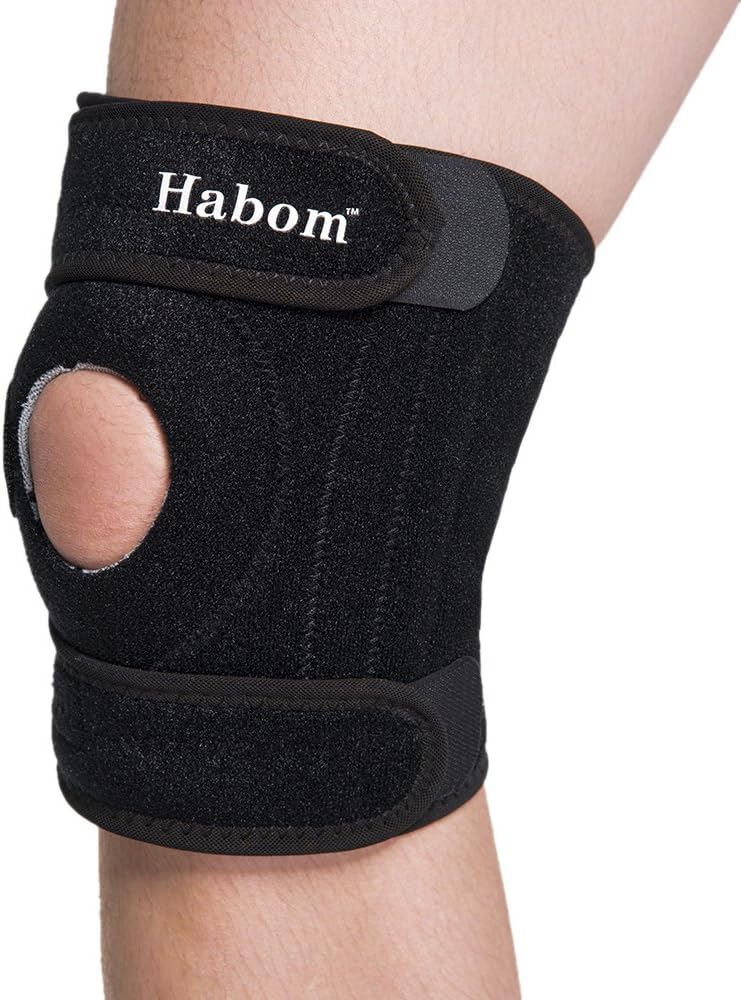 Patella Stabilizing Knee Brace with Waterproof SBR Neoprene & Non-Slip Adjustable Wrap for Torn ACL, MCL, Arthritis, Volleyball, Running, Basketball, Best Hyperextension Knee Brace from Habom