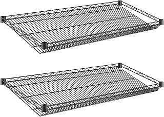 2-Pack, 18" x 48" 400 lb Black Epoxy Universal Wire Slanted Shelf, Wire Basket, Slanted Wire Shelving for Restaurant, Cafe, Stock Rooms, Home, Hotel