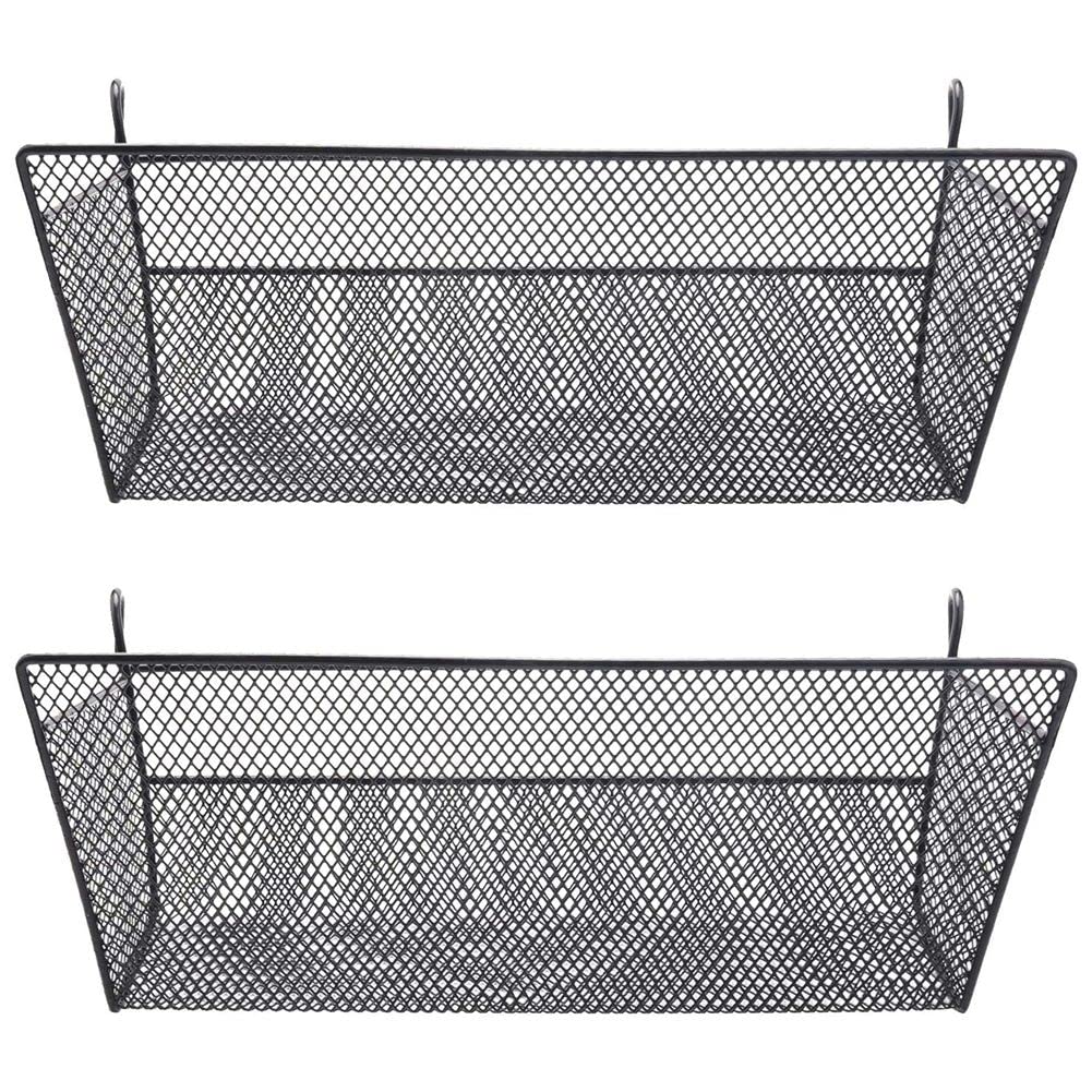 Hndhbfgrt 2X Shelf Baskets, Table Dormitory Bedside Hanging Storage Supplies Desktop Corner Shelves Basket with Hook- Black