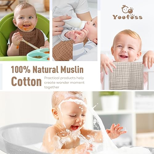 Miniatura 91 de Yoofoss Paquete de 10 paños de muselina para bebé, 100% algodón orgánico, para niños y niñas, grandes, 20 x 10 pulgadas, súper suaves y absorbentes