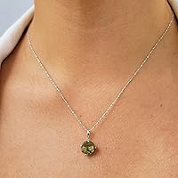 Vista 53 de Natural raw smoky quartz pendant chain necklace with white gold over 925 solid sterling silver, birthstone dainty solitaire gift for her, uniquelan