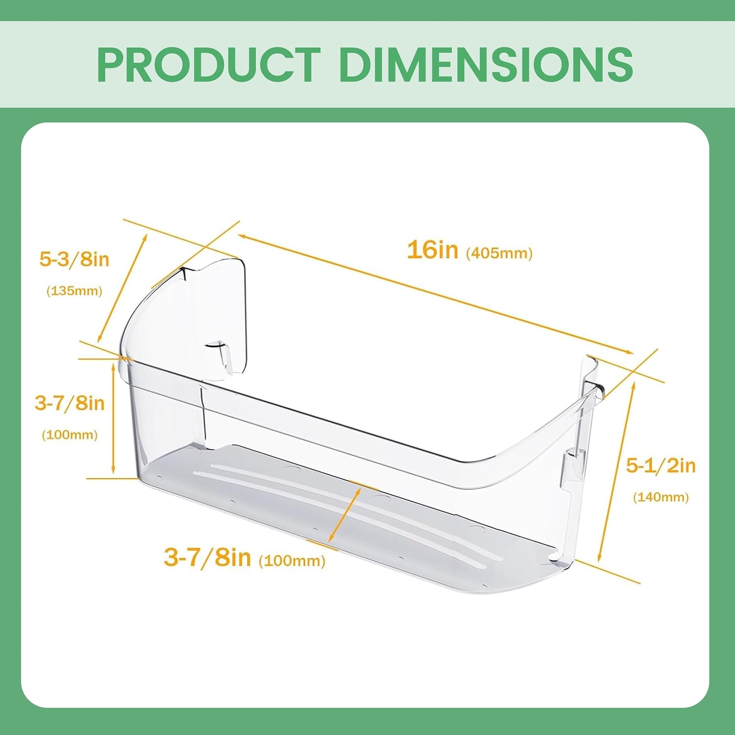 HECASA 242126602 Refrigerator Door Bin Shelf Compatible with Frigidaire Refrigerator Bottom AP6278233 PS12364199 Replacement only 2PCS Clear