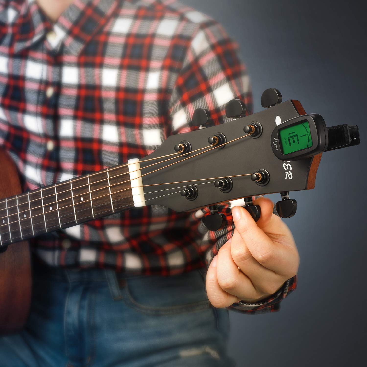 Donner Accordeur de Guitare Chromatique à Pince Tuner Portable pour Guitare, Basse, Violon, Ukulélé et Banjo, avec Ecran LCD 360° Rotation, Batterie Incluse (DT-2)