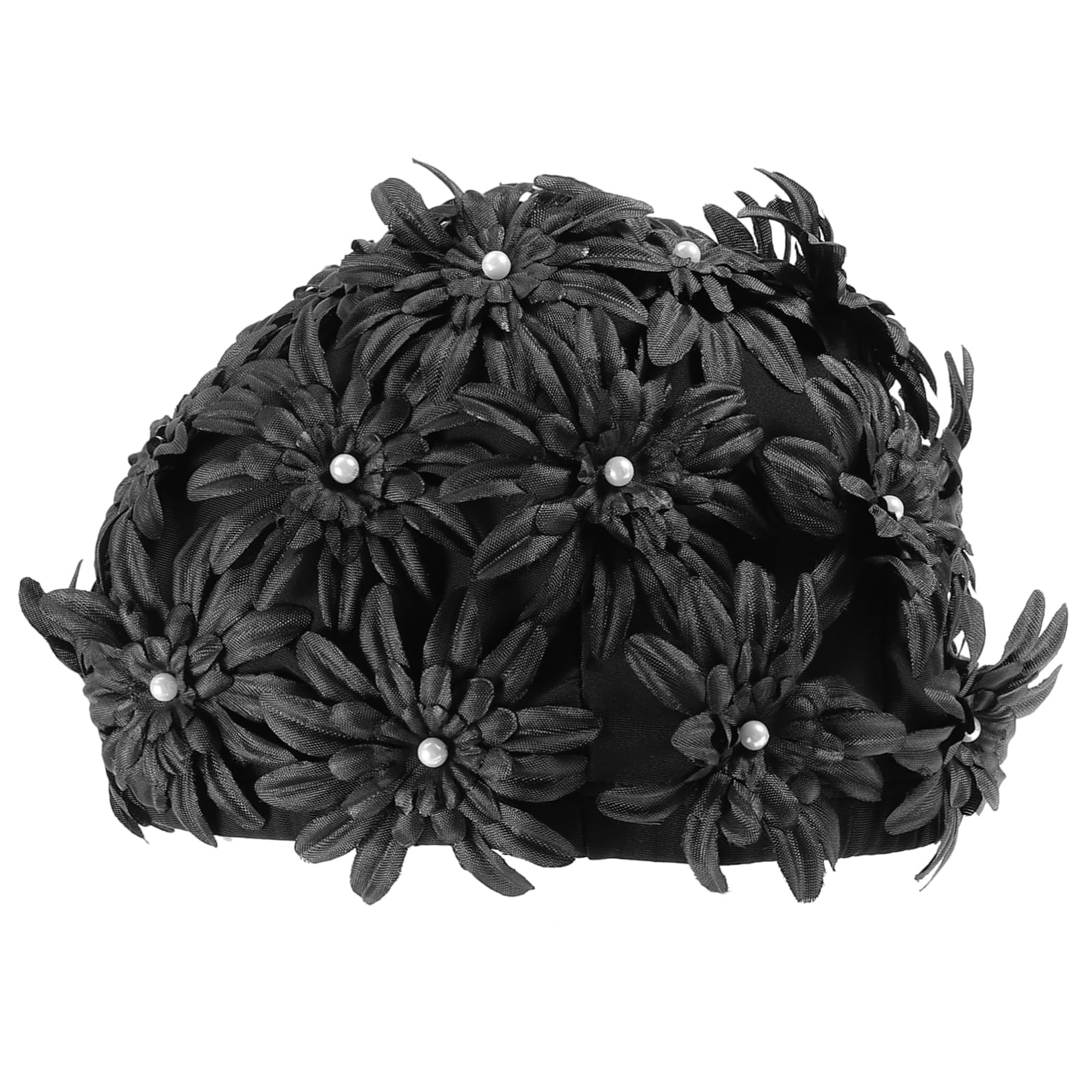 Yardwe cuffia da nuoto per adulti Fare il bagno signore nuotatori cuffie piscina adulto cuffie per piscina adulti cuffie da nuoto elastiche cuffie da bagno a fiori Broccato Black