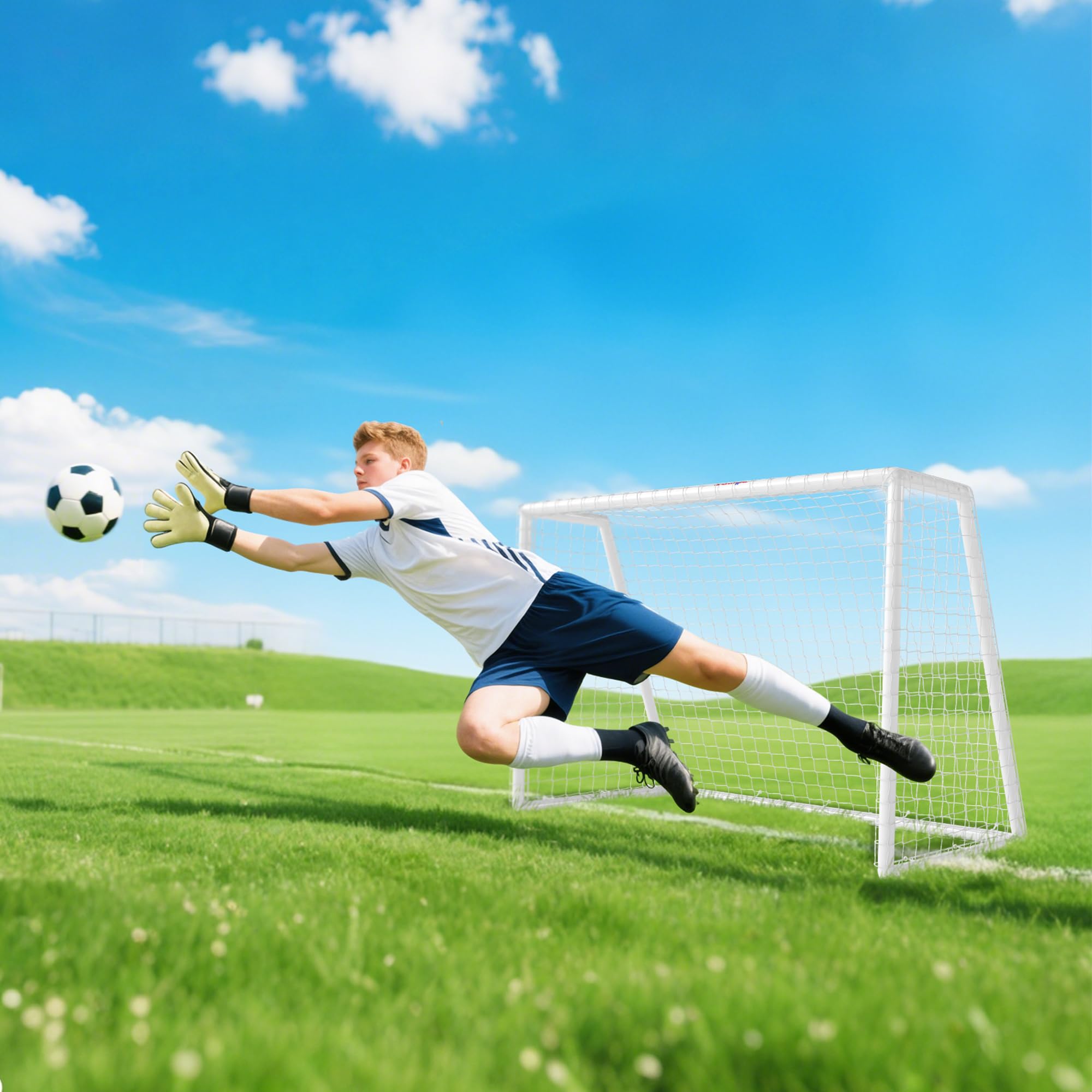 SPORTNOW But de Football avec Filet Poteaux en PVC Blanc