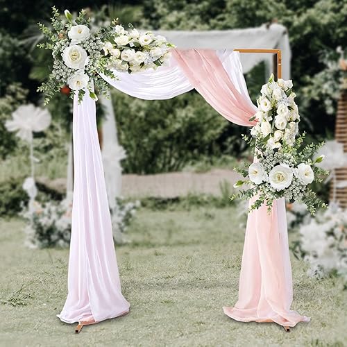 Miniatura 2 de Soporte cuadrado de metal para arco de boda con bases, 6.6 x 4.9 pies, soporte de telón de fondo de arco floral, para decoración de bodas, fiestas,