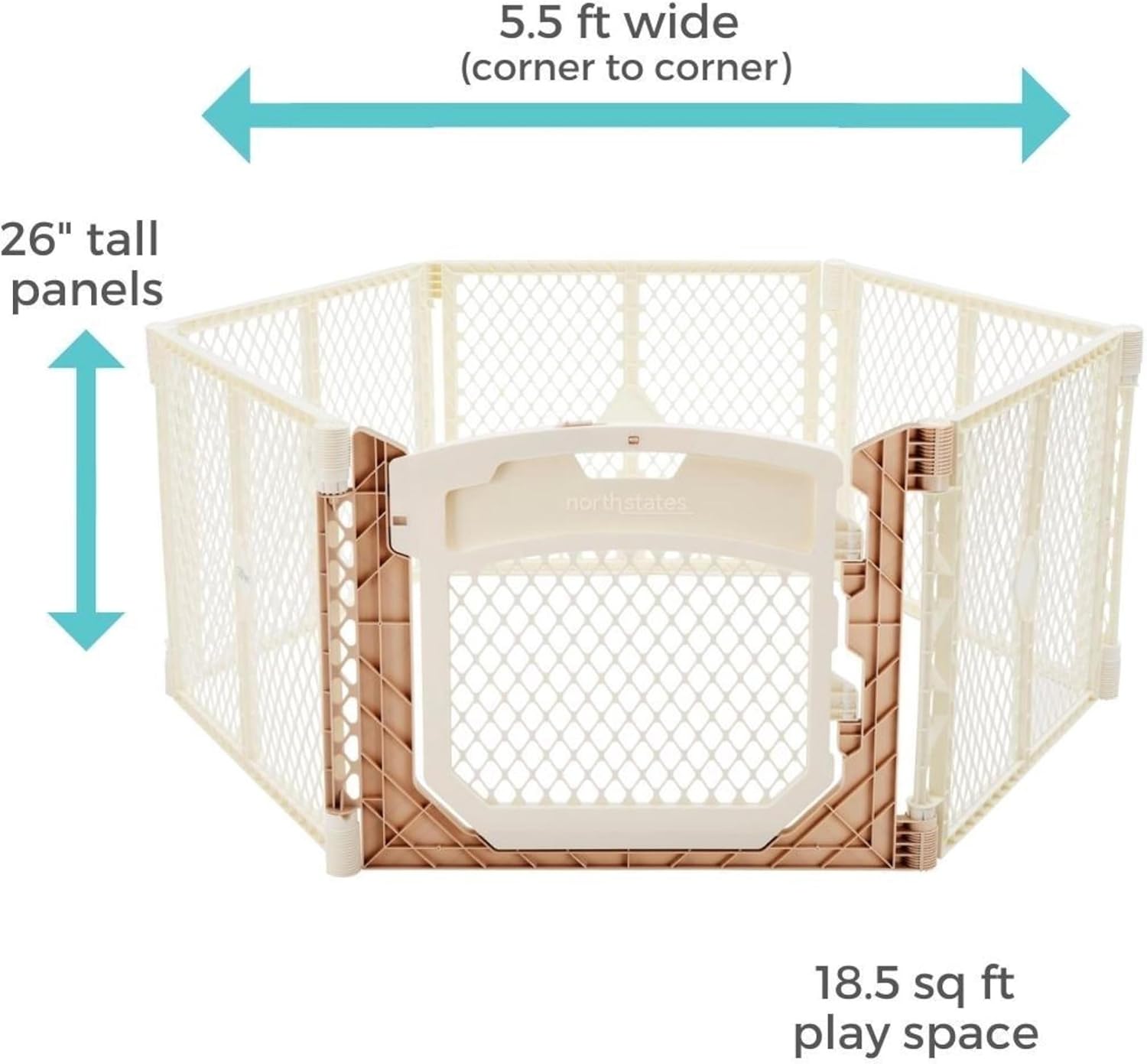 Ivory 26" Tall 6-Panel Baby Play Yard