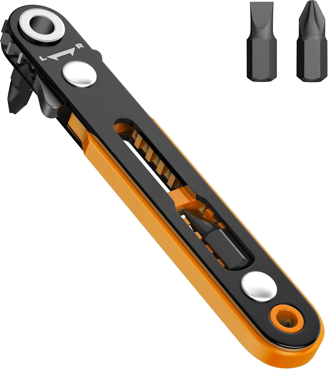Bates- Mini Ratchet Wrench, 1/4" Magnetic 90 Degree Screwdriver, Low Profile Right Angle Screwdriver for Tight Spaces