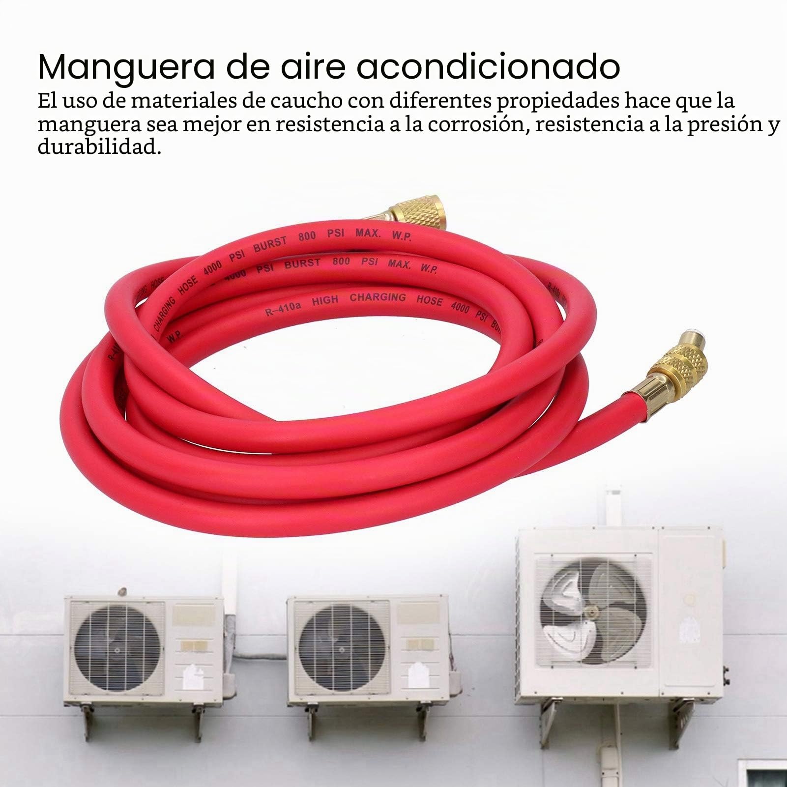 Manguera de carga de refrigerante, tubo de adición de fluoruro, herramienta de reparación de aire acondicionado para automóvil(3m for R410)