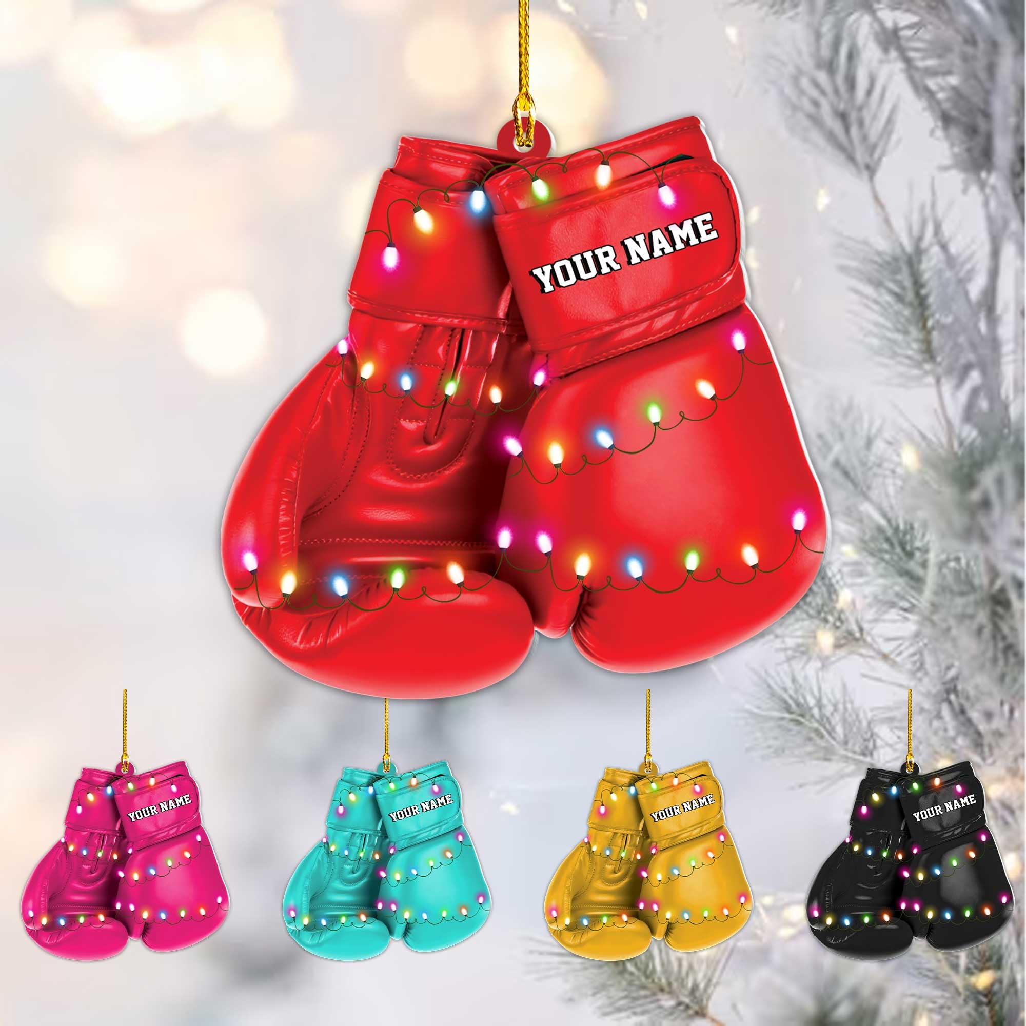 Personalized Boxing Ornament, Boxing Gloves Christmas Light Ornament, Custom Boxing Ornament, Kick Boxing Ornament, Gift for Boxing Lovers, Boxer