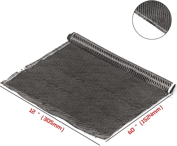 Carbon Fibre Twill Fabric 3K 220 g Carbon Fibre Fabric for Car Parts Sports Equipment DIY Decoration 5 ft x 12 Inches Black