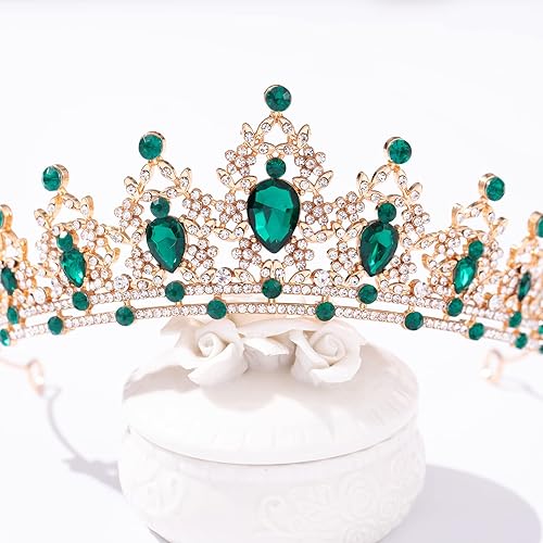 Miniatura 3 de FORSEVEN Tiaras y coronas de cristal para mujer, accesorios para el cabello de corona de princesa para bodas y cumpleaños, diadema de diamantes de