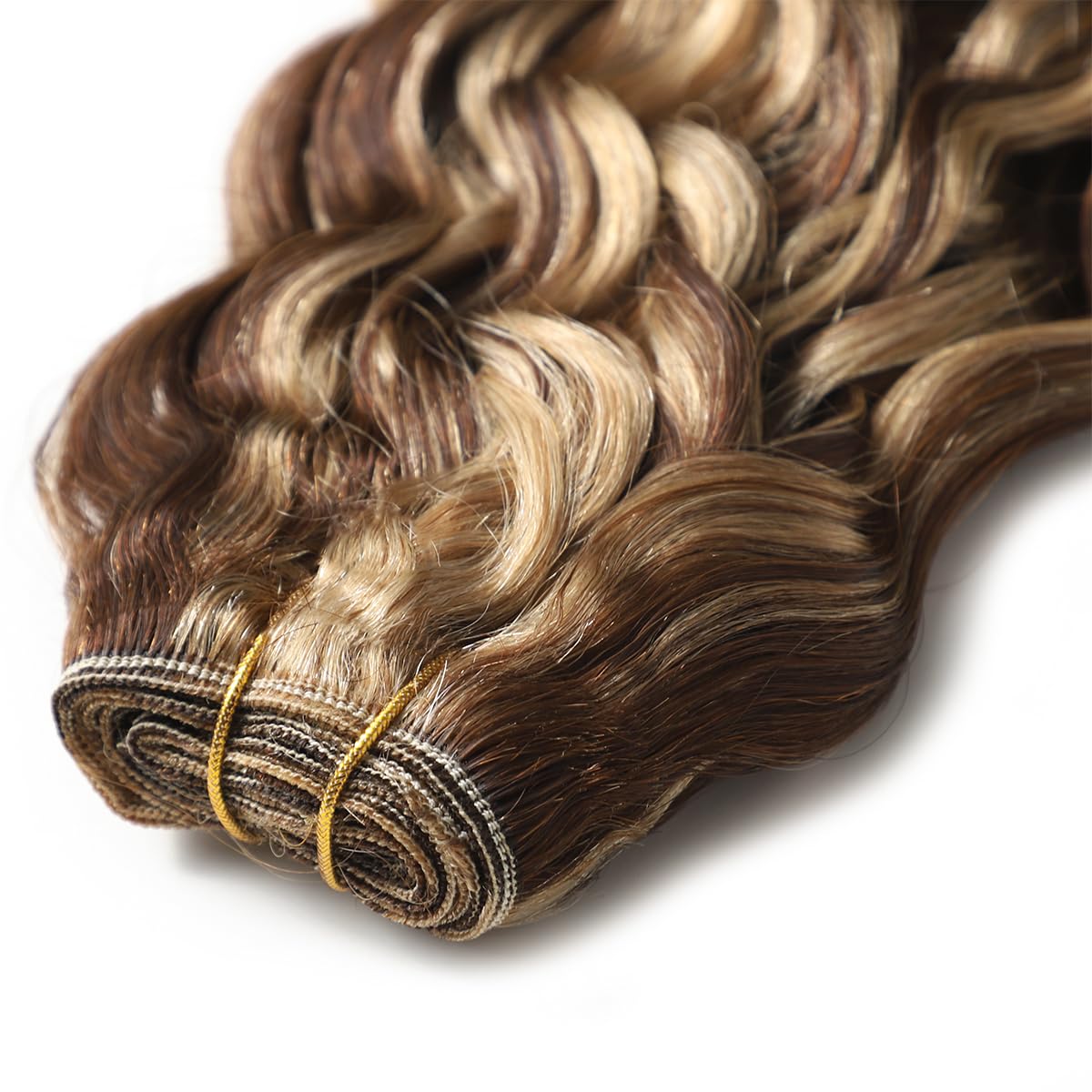 Extensiones de pelo con trenzas de cabello natural rizado marrón con rubio P4/27# 100% Remy extensiones de cabello rizado 100 g 45 cm/18 pulgadas