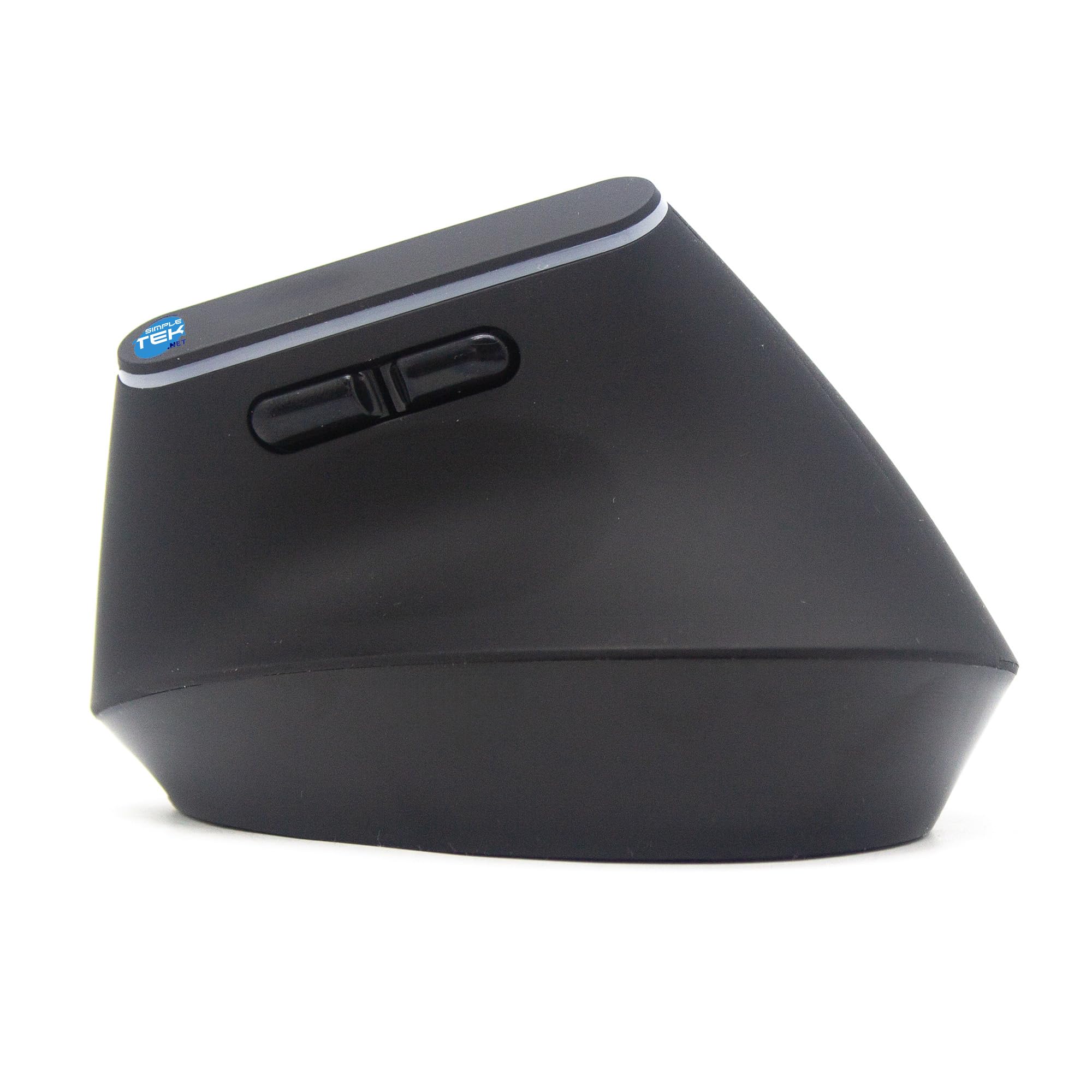 SIMPLETEK - Ergonomische kabellose vertikale Maus - Bluetooth und 2,4 GHz Wireless - RGB-Beleuchtung - Wiederaufladbar mit integriertem Akku - Schwarz