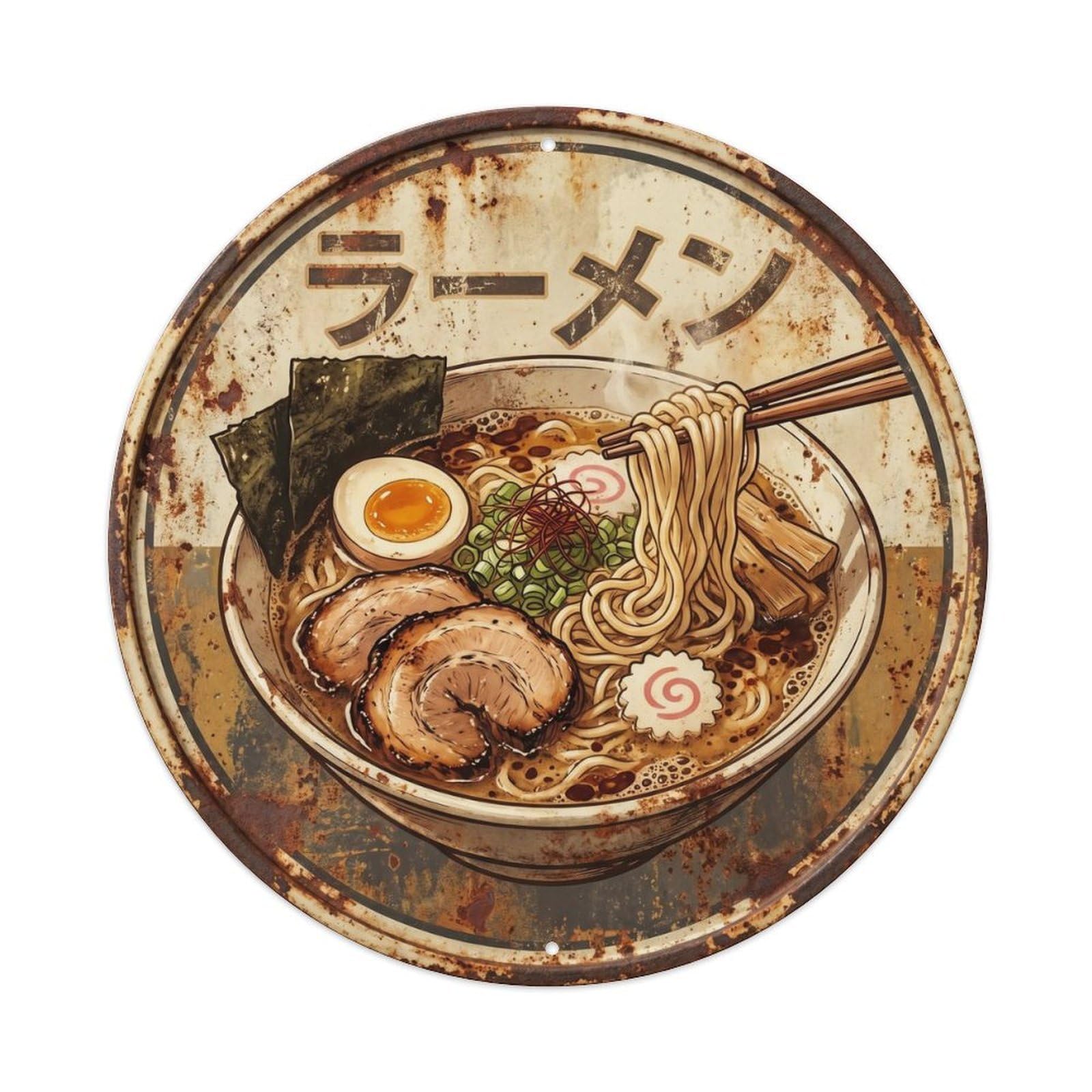 Cxhjca 8X8inch(20X20cm) Ramen Japanese Soup Bowl Classic Cafe Kitchen Cuisine Metal Tin Sign