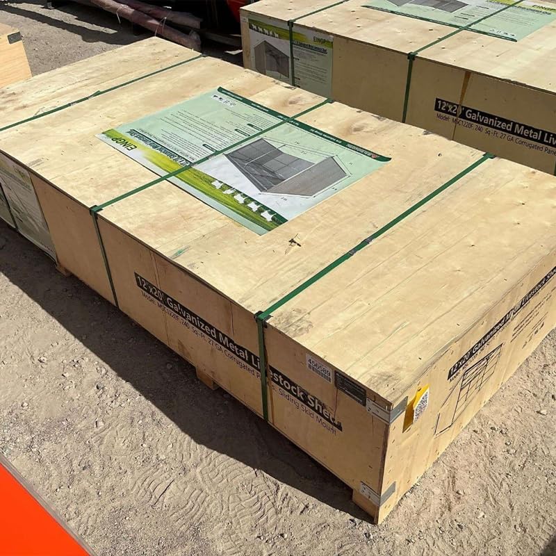 Crated livestock shed components