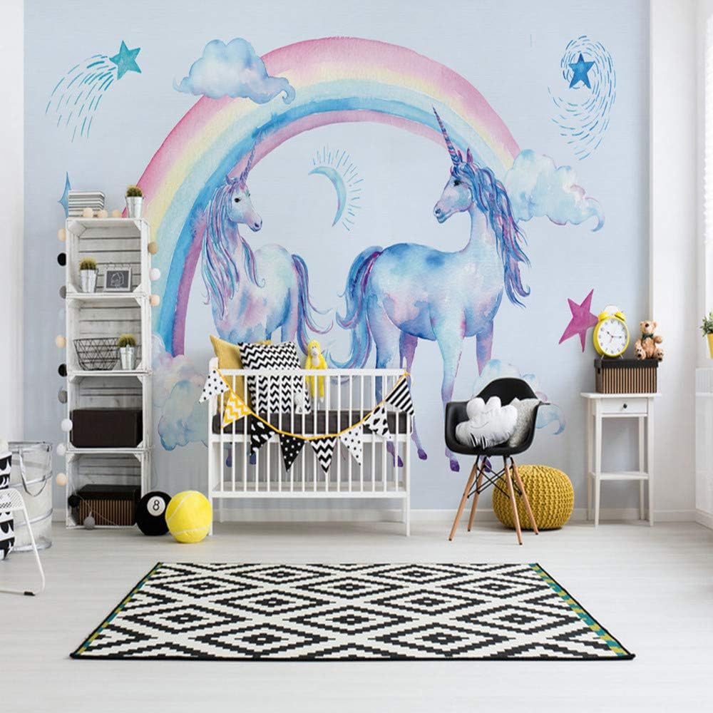 Wall Mural 3D Rainbow Unicorn Pegasus Custom Wallpaper 3D Effect Large Mural Wall Murals Home Decor