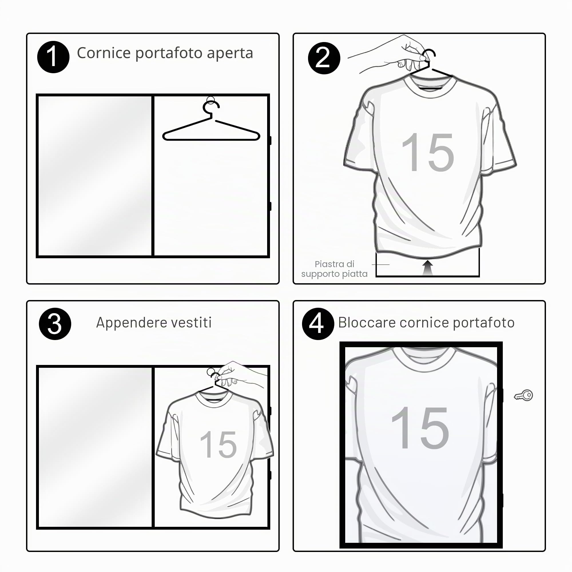 Cornice Espositiva per Maglietta da Calcio - Legno Ingegnerizzato e Acrilico, Kit Cornice per Maglietta da Calcio Adulto Standard Maglietta Sportiva, Maglietta da Rugby, Maglietta di Band