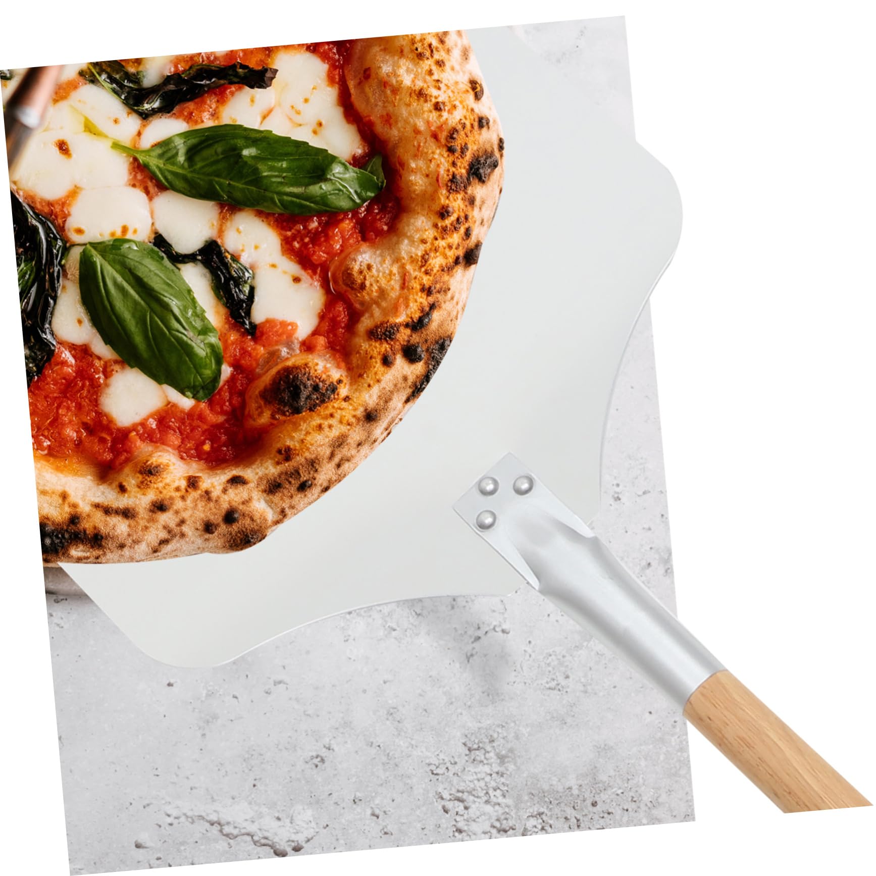 IMIKEYA Pizzaschaufel Und Pizzaschneider Satz Aluminium Backzubehör Mit Abnehmbarem Holzgriff Spiralförmig Leicht Zu Reinigen Für Kuchen Und Pfannkuchen