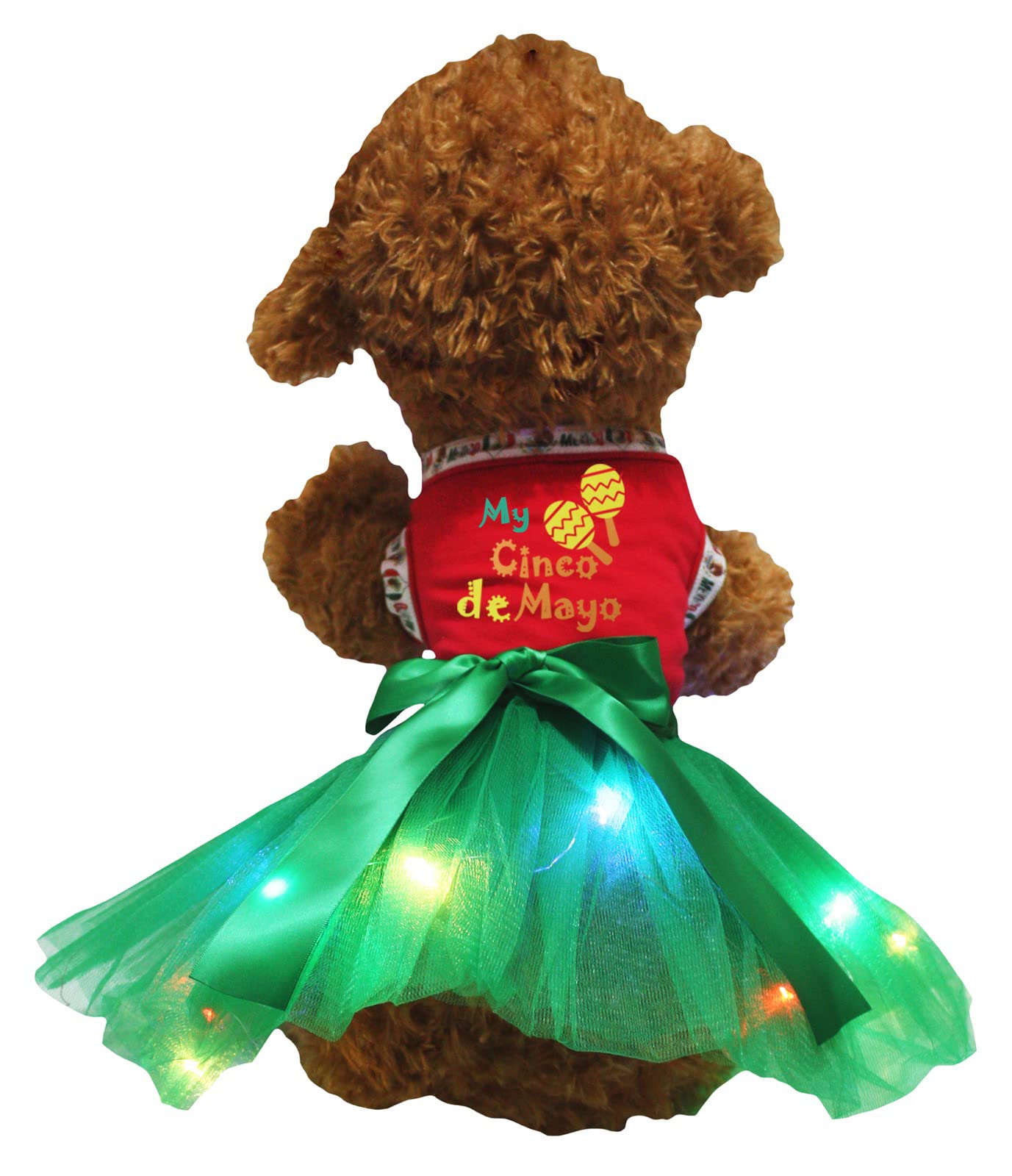 Robe pour chien Cinco De Mayo rouge et verte en taille M pour petit caniche