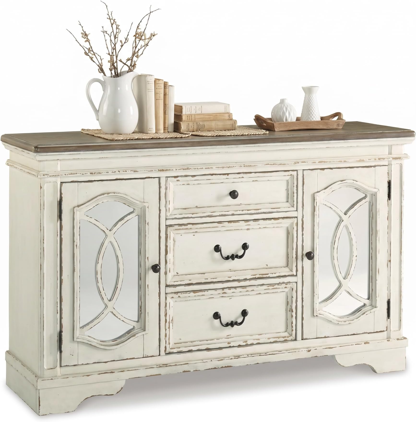 Realyn Dining Server, 59 in W, Chipped White
