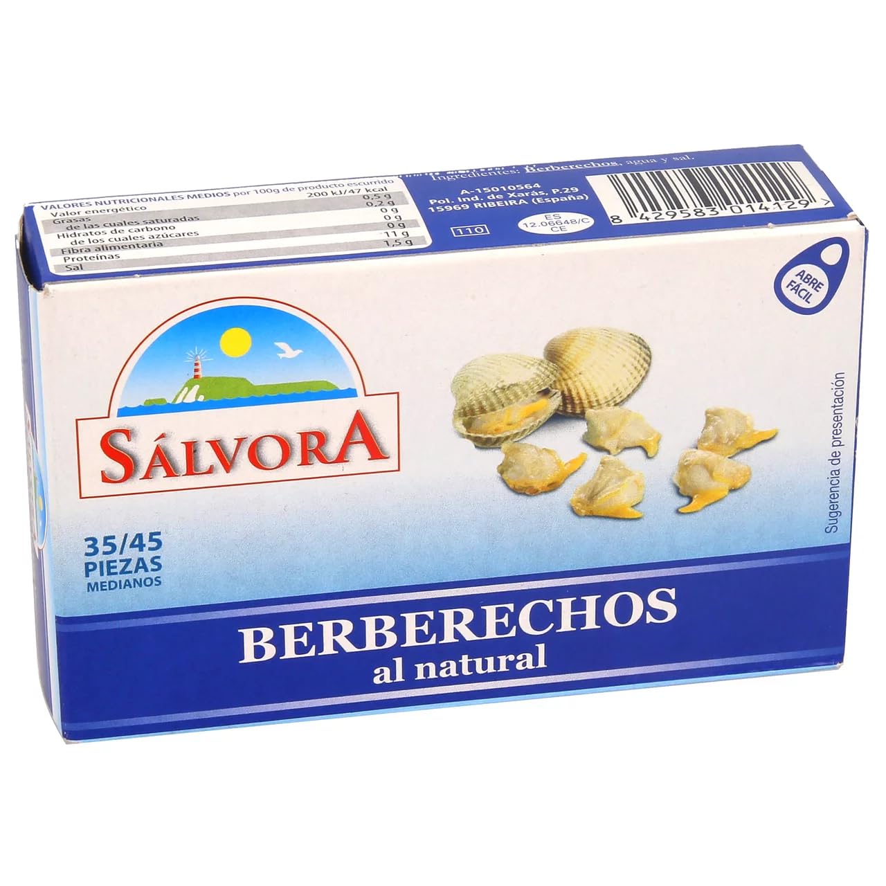 SÁLVORA - Vongole a forma di cuore naturale, 35/45 pezzi, 58 g, confezione da 9