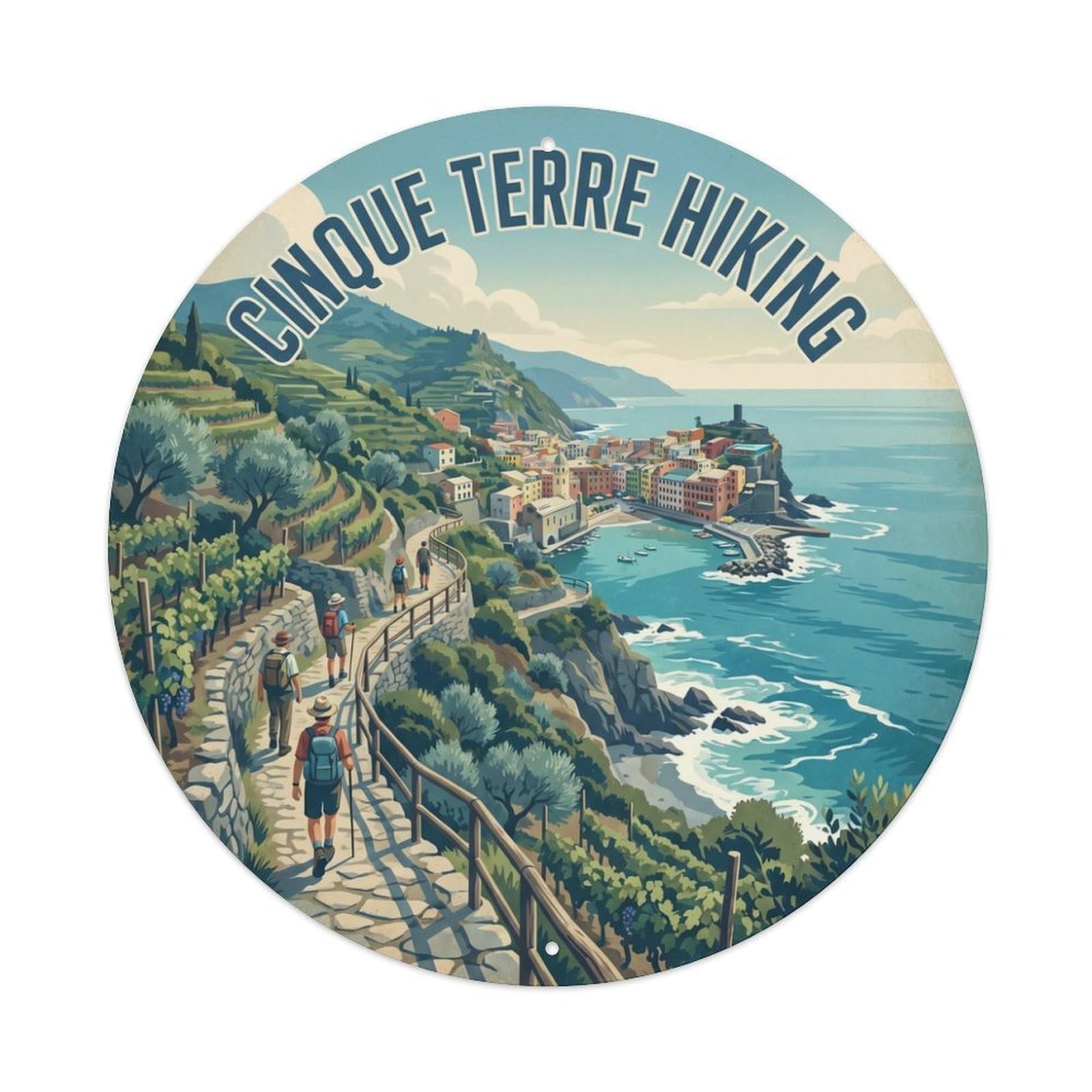 Olhnbad Style Hiking Culture Cinque Terre Travel Scenic Metal Tin Sign