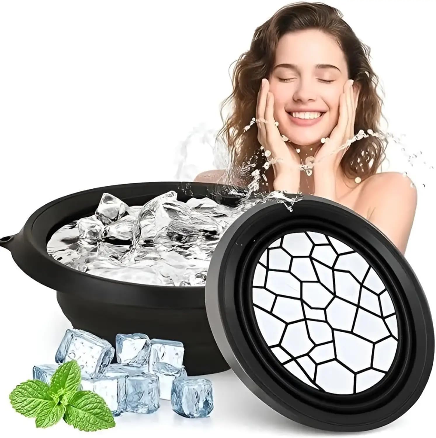 Nesosama Collapsible Silicone Facial Bowl with Built-In Ice Tray,BPA Free, Freezer and Dishwasher Safe(Black- 1 Pc)-image-45