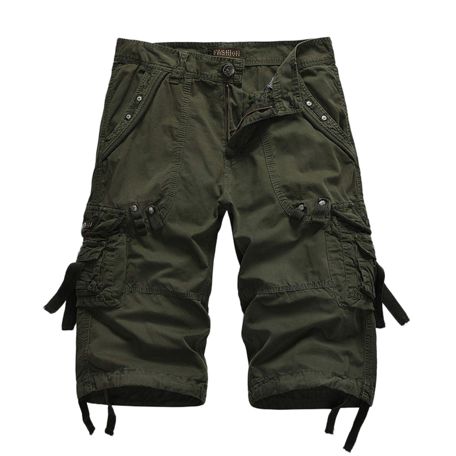 IQYU Herren Cargo Shorts Sommer Straight Radhose Beachshort Freizeitshorts Bequeme Atmungsaktiv Running-Shorts Stretch Material Beachshort Funktionsshorts Mit Vielen Taschen Boardshorts