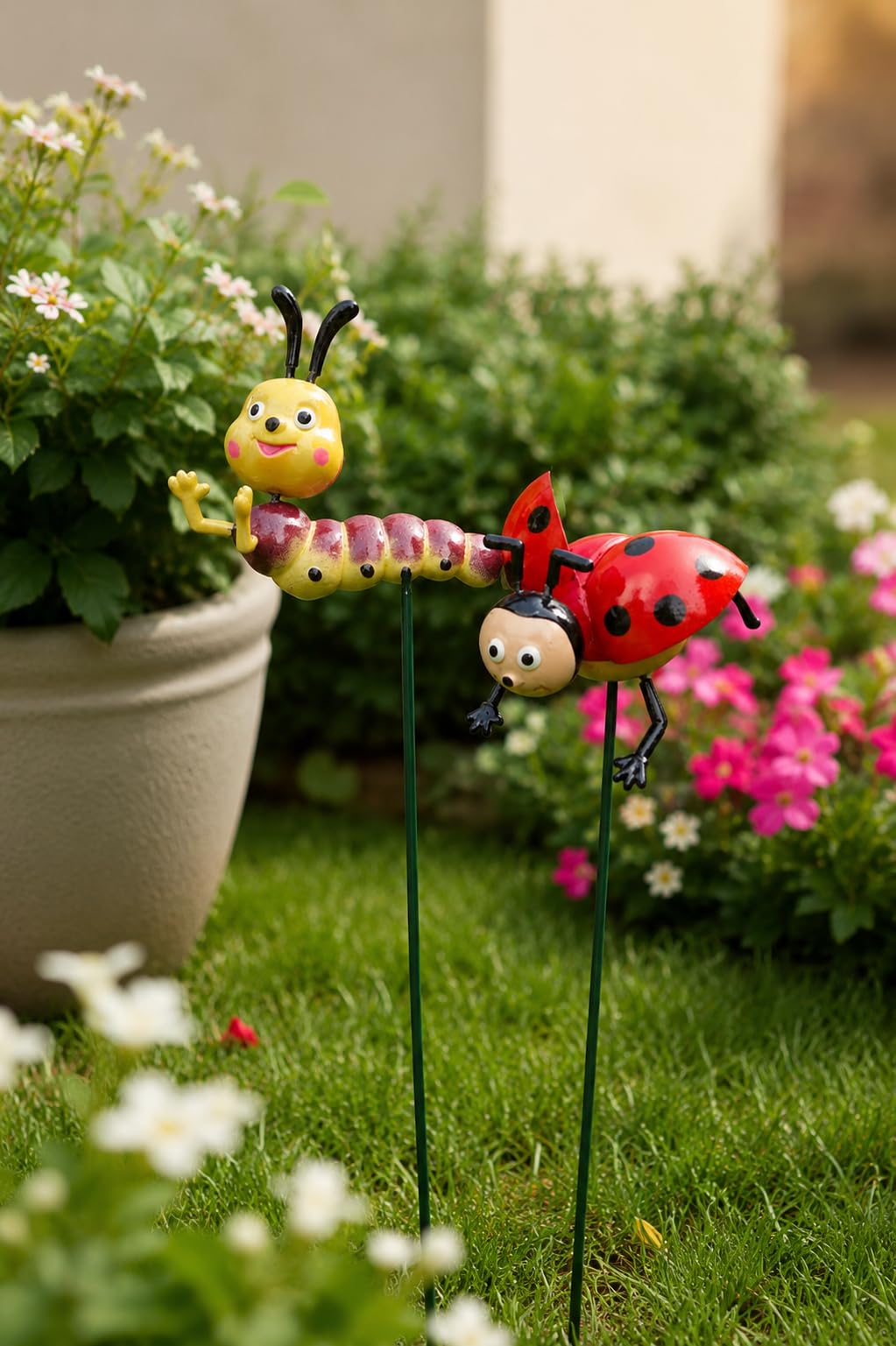 Ladybug & Caterpillar Garden Stakes for Outdoor Decor (Pack of 2) – Waterproof Metal Garden Ornaments for Lawn, Flower Pots, Balcony, Patio & Backyard Decoration-image-18