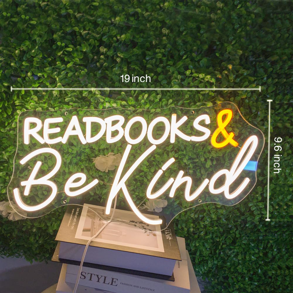 Read Books and Be Kind Neon Sign Letter LED Neon Lights Dimmable