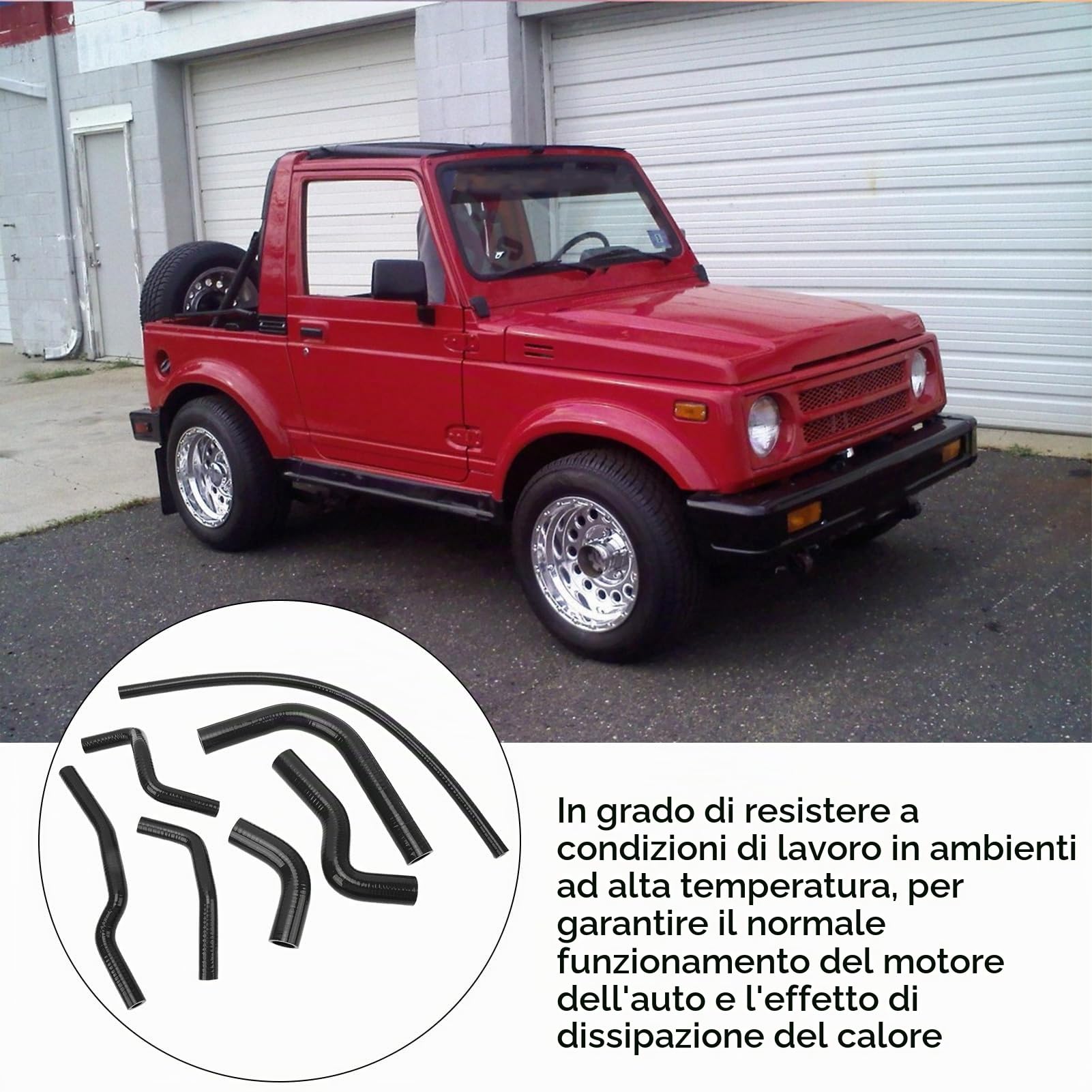 Kit Tubi Radiatore Silicone per Samurai 1986-1995, Radiator Coolant Hose Leakproof ad Alta Resistenza Termica, Set 7 Pezzi per Raffreddamento Motore Auto