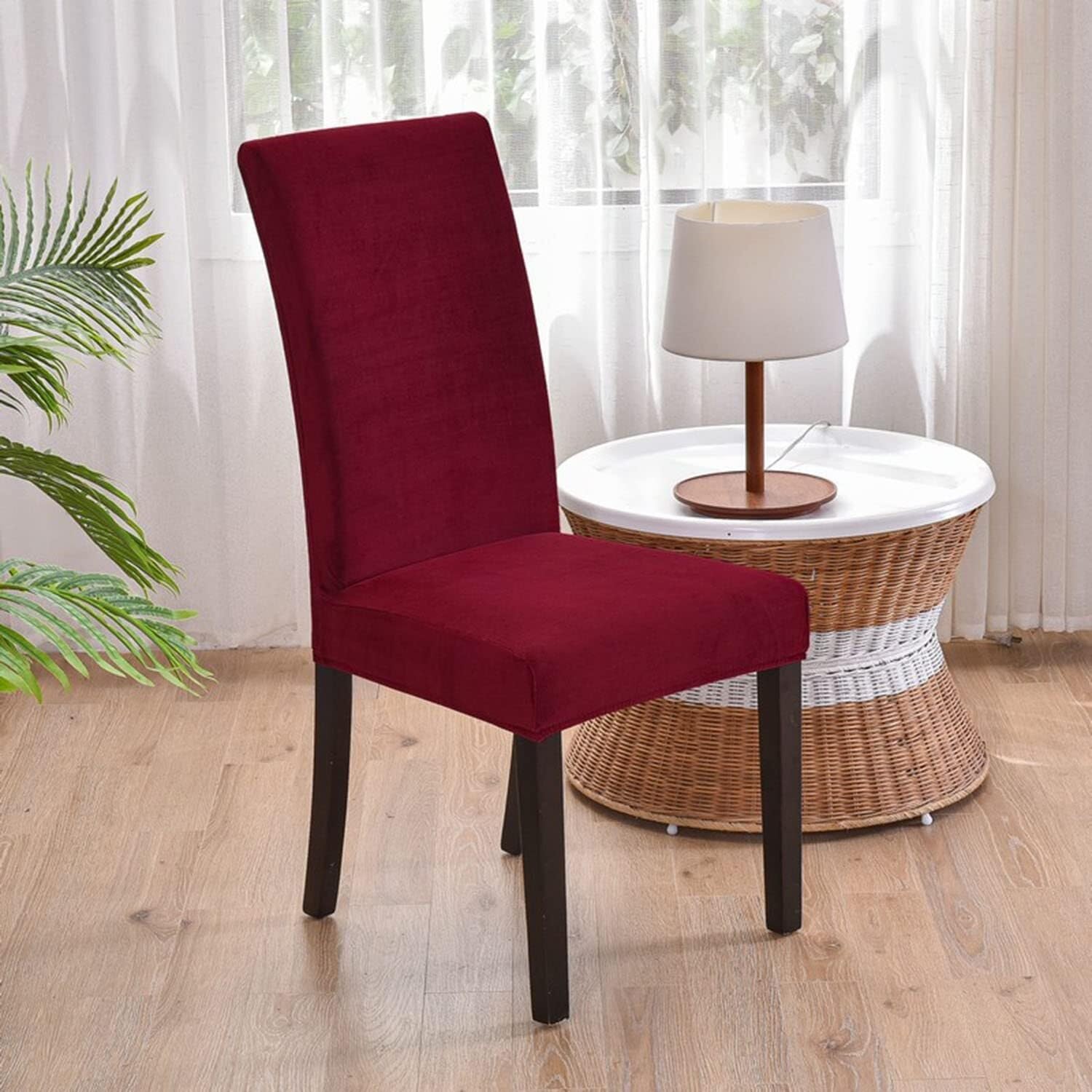 NMVAWIPT Luxury Velvet Dining Room Chair Covers, Stretchable Slipcovers With Elastic Band, 2 Pack Universal Fit(30#)