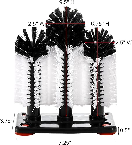 Miniatura 2 de Yesland Cepillo de limpieza de botellas de agua con base de succión, limpiador de cerdas de vidrio extraíble de 3 cabezales para taza de pierna