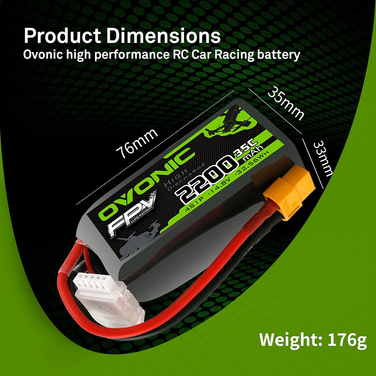 OVONIC 4s Lipo Battery 35C 2200mAh 14.8V Lipo Battery with XT60 Connector for Airplane RC Quadcopter Helicopter FPV Drone