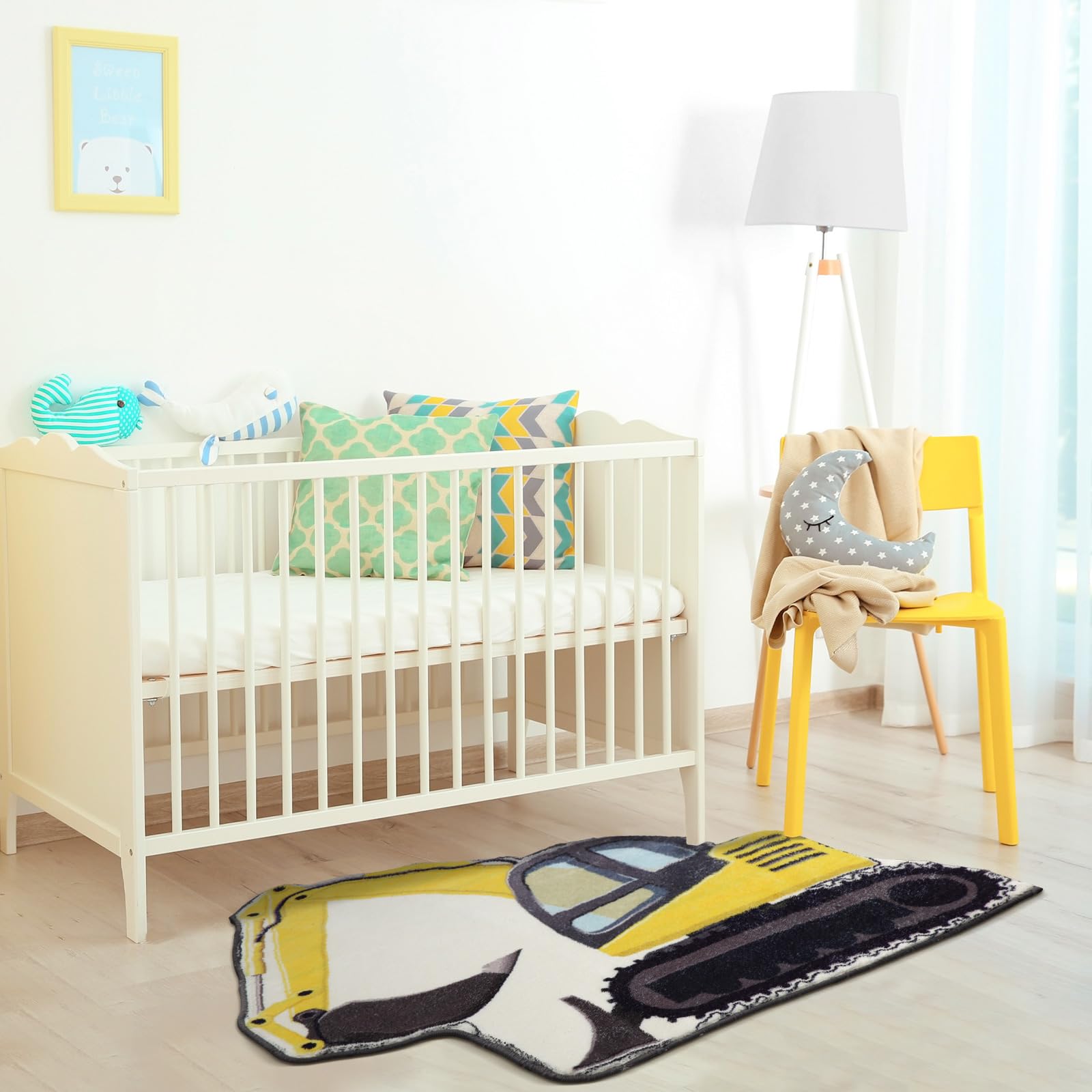 Tinideya Kinder-Bagger-Schlafzimmerteppich, handgetuftet, rutschfest, dekorativ, für Bauwagen, Spielplatz, niedlich, weich, flauschig, Matte für Badezimmer, Schlafzimmer, Kinderzimmer, 76,2 cm