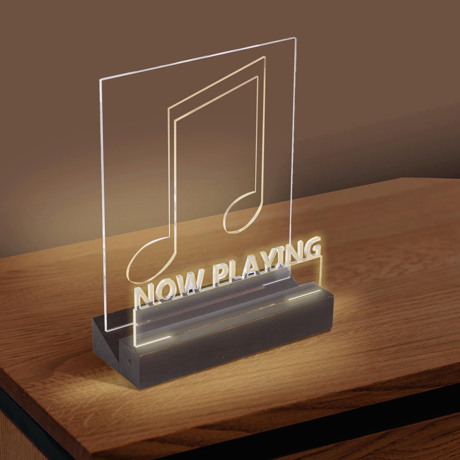 DREAMFORT Now Playing Vinyl Record Stand - LED Light Up Record Holder With Adjustable Brightness, Walnut Base - View #8