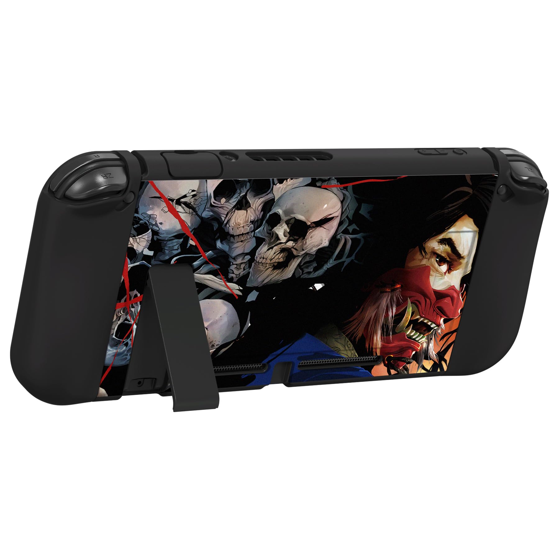 playvital ZealProtect - Custodia protettiva morbida per Nintendo Switch, protezione flessibile per Switch con pellicola protettiva in vetro temperato, impugnature per pollice e tappi per pulsanti ABXY