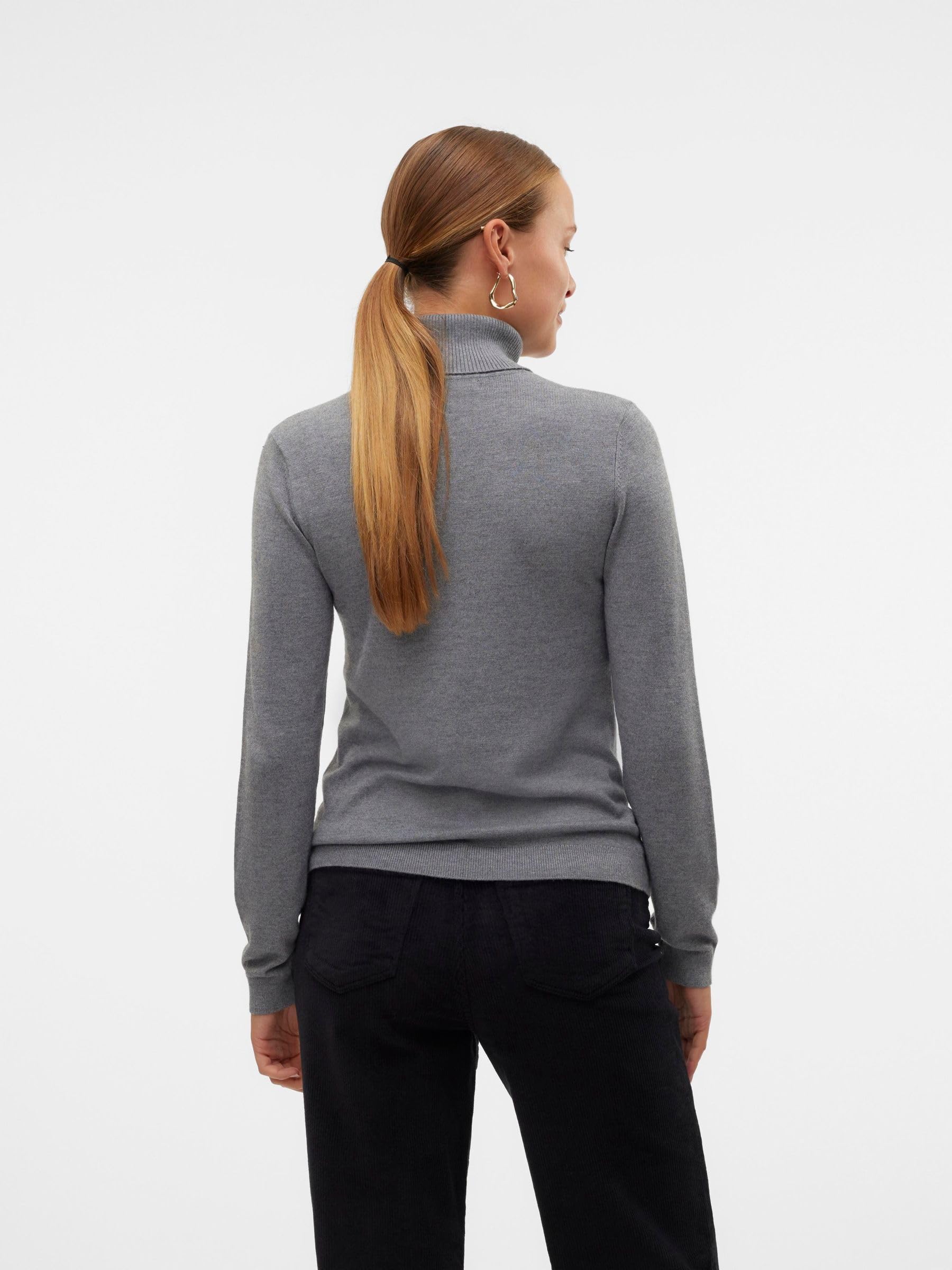 VERO MODA VMIRIS LS sweter z okrągłym dekoltem GA NOOS, Medium Grey Melange, M