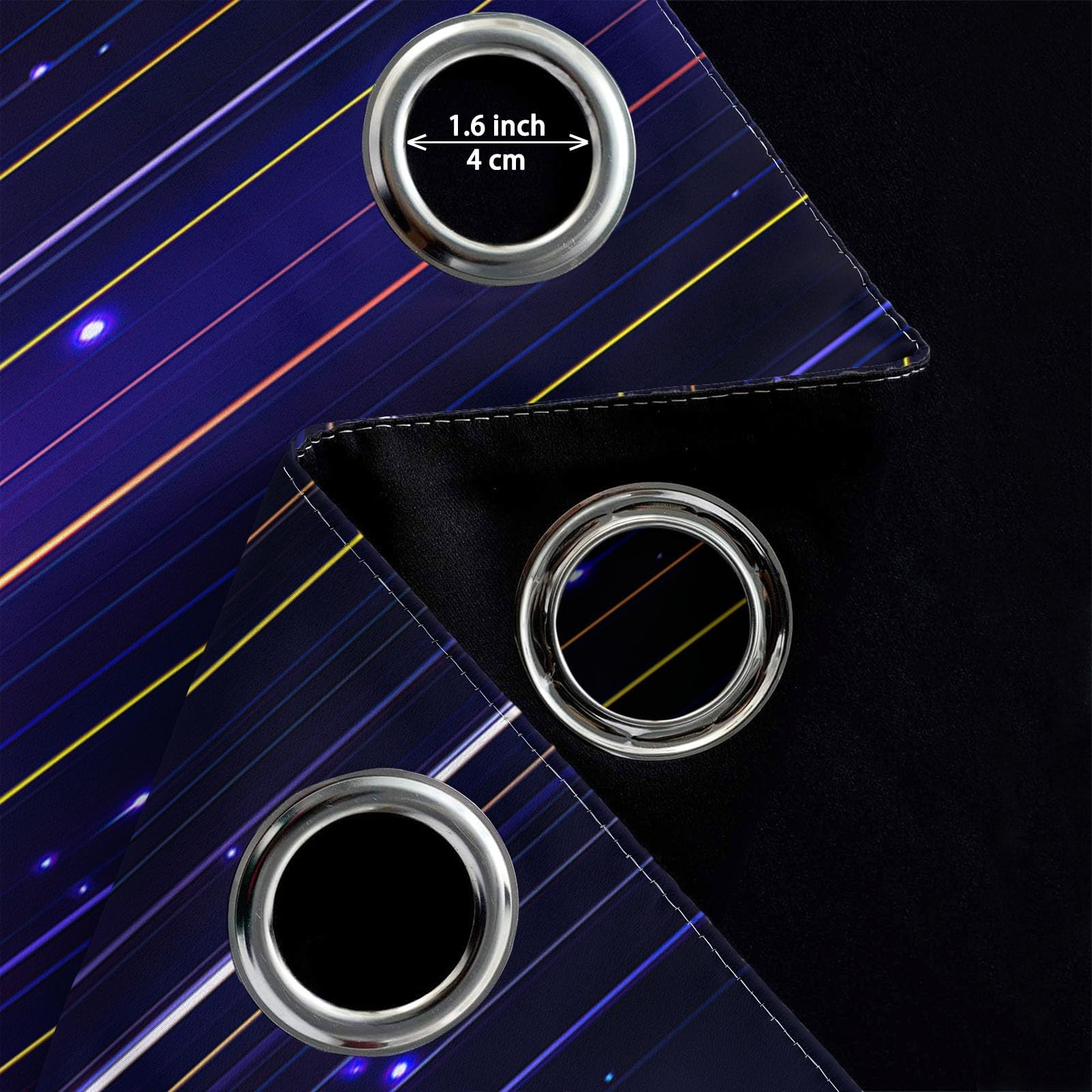 Blickdichter Thermovorhang, Kälte - Hitzeschutz Vorhänge, Verdunkelungsvorhang für Kinder Teenager, mit Muster Abstrakt Vertikal Licht Neon Tropfend, 215 x 110 cm H×B,Lila-Schwarz 2er Set