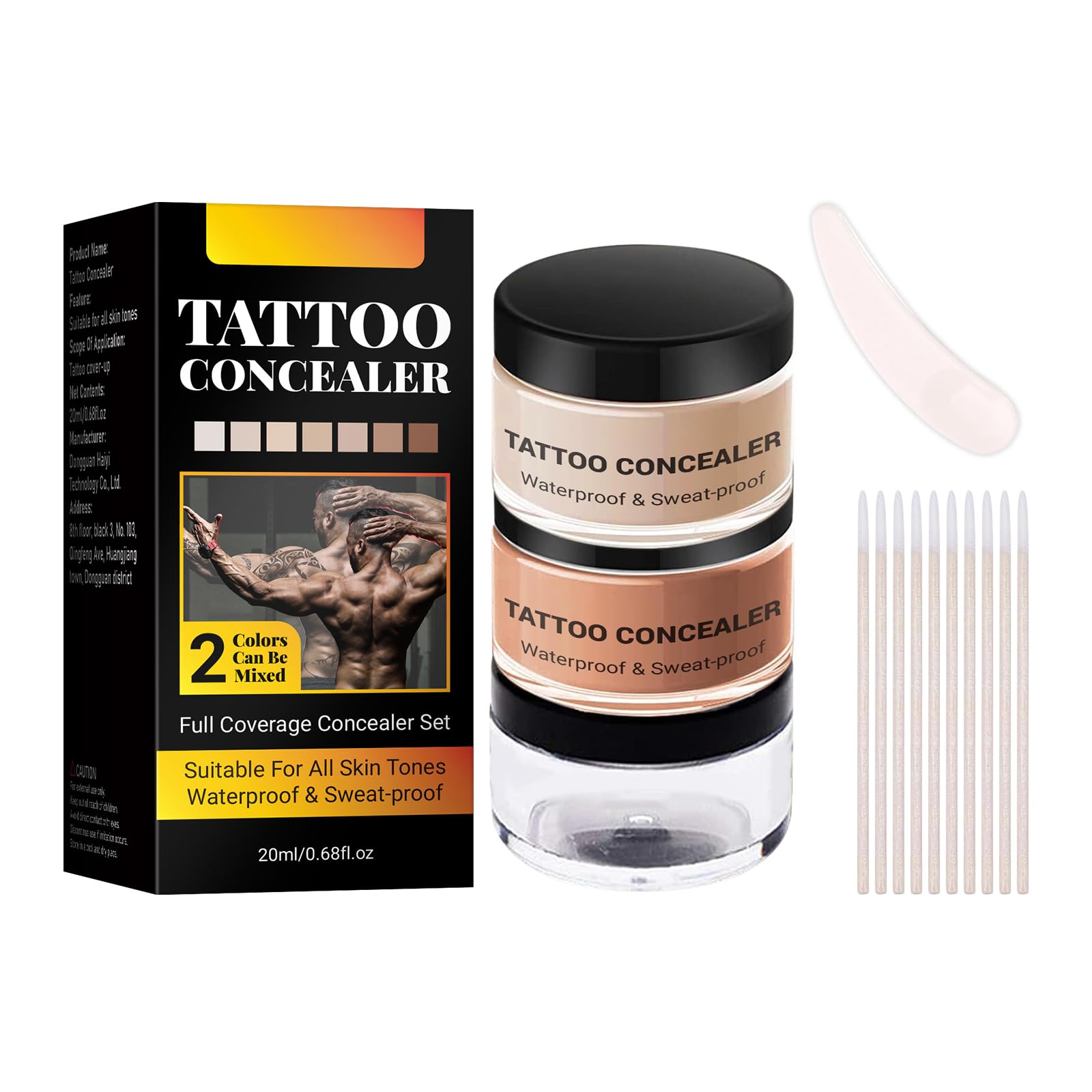 Tattoo Cover Up Makeup Tattoo Concealer, Waterproof Full Coverage Body Makeup for Scars Blemishes & Tattoos