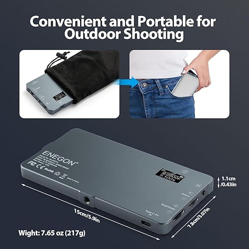 Miniatura 6 de ENEGON 4000mAh Rechargeable Mountable Bicolor LED Video Light with Mini Panel for Professional DSLR Cameras | Photo Video Lighting Long Battery Life