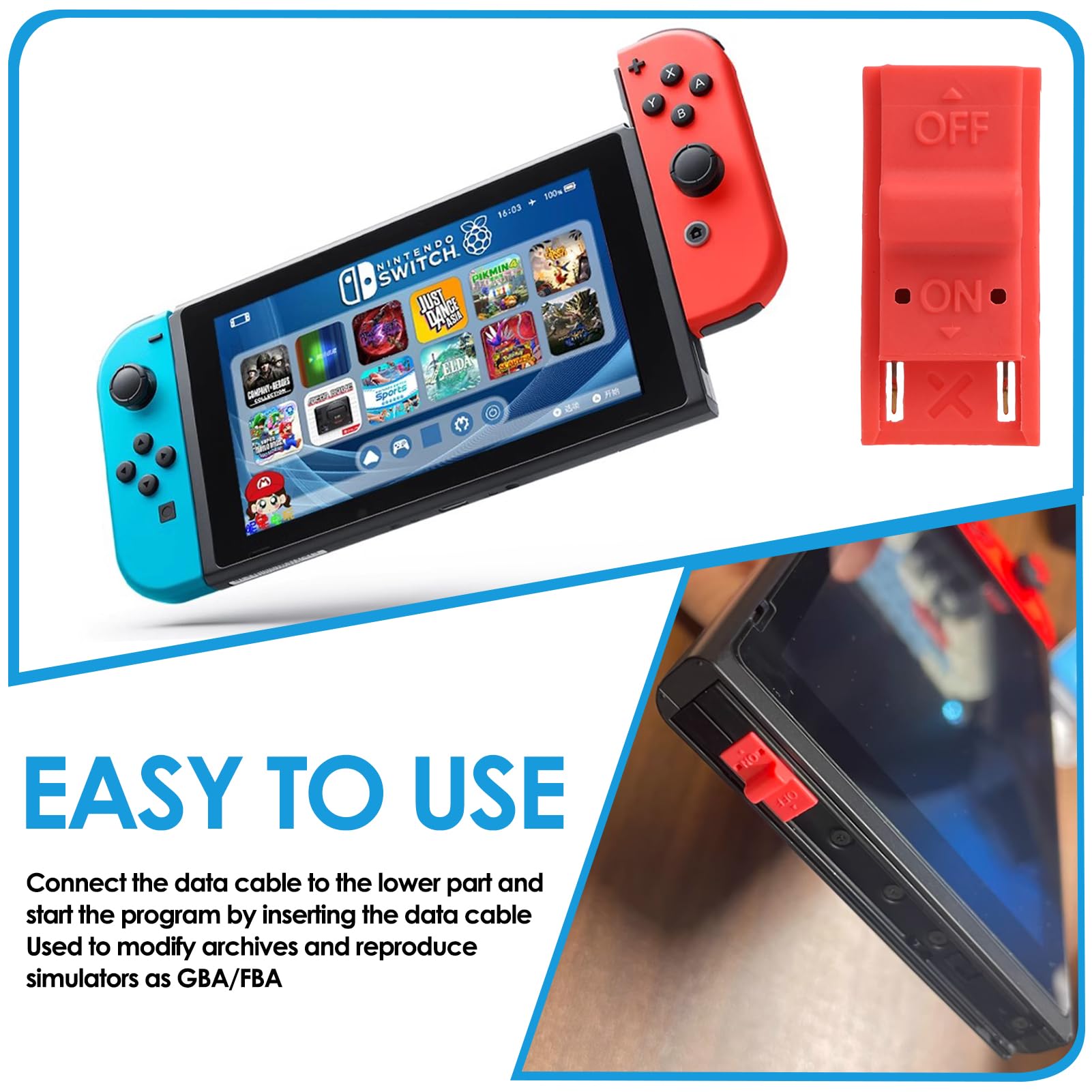 RCM Jig pour Switch, rcm Loader Switch,RCM Jig RCM Loader pour NS Switch, RCM Clip Jig, RCM Clip Jig Outils pour Recovery Mode, RCM Jig Switch Raccord Court, Compatible avec les Logiciels Maison