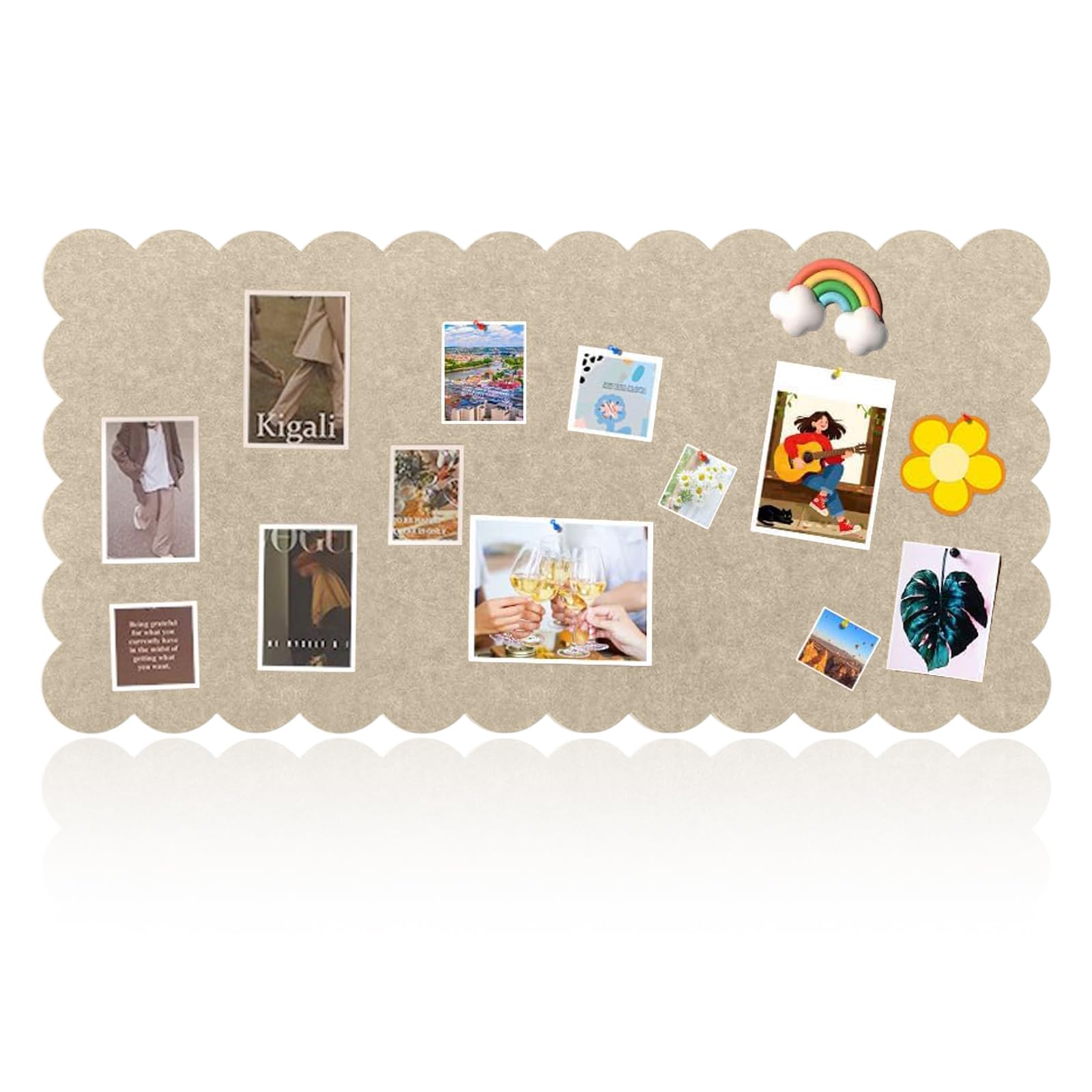 Felt Pin Board Decorative Corkboard Large, 120 x 60 cm Foldable Felt Bulletin Board Cork Boards Alternative with 20 Pushpins for Photo Memo DIY (Camel)