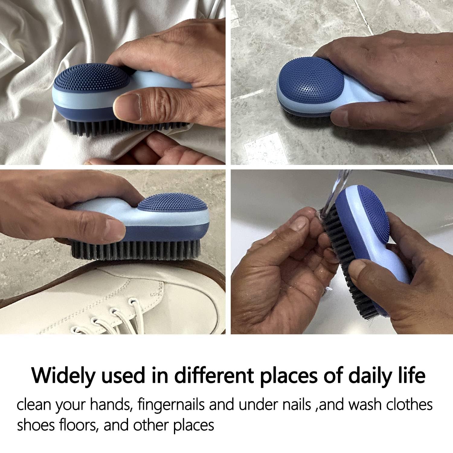 Heavy Duty Nail Brush for Cleaning Fingernails Two Sided Fingernail Scrub Brush Scrubber Stiff Bristles Mechanical Brush for Hand and Under Nails